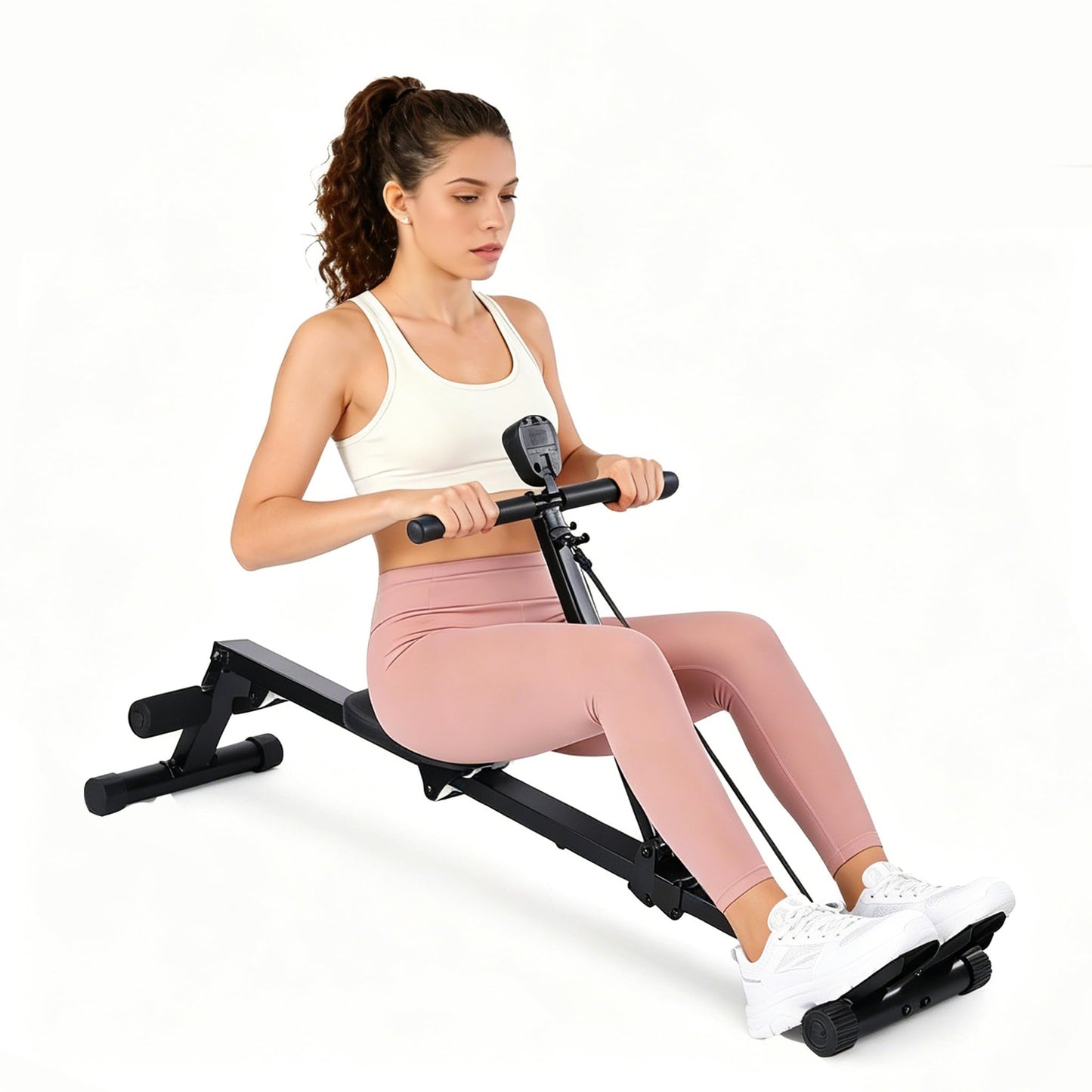 Garvee Rowing Machine for Home Use, Compact Rower Machine with LCD Display, 276 LB Capacity Heavy Duty Home Gym Equipment, Space-Saving Design, Perfect for Full Body Workout, Black