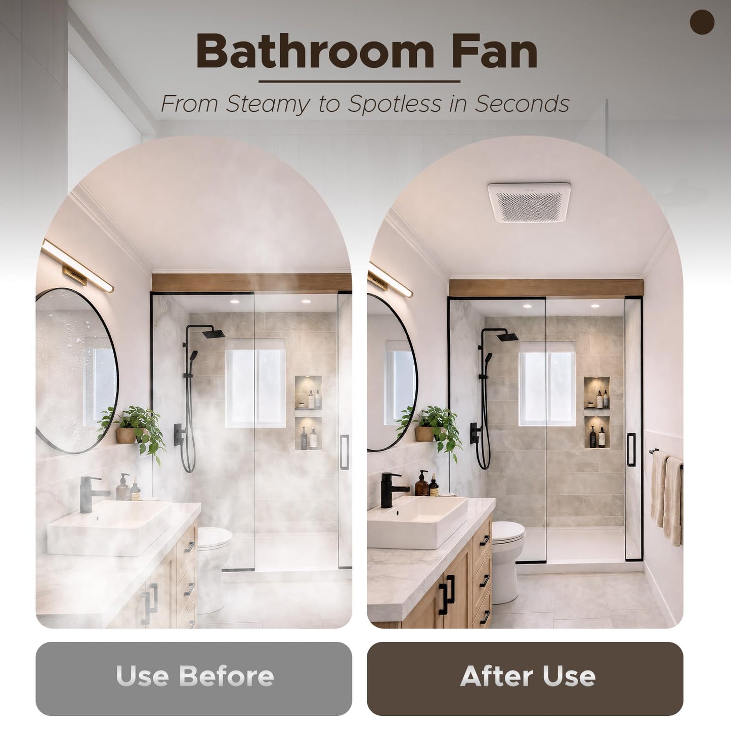AUPU Bathroom Exhaust Fan with Humidity Sensor,HVI&Energy Star Fan,50-80-110 CFM Household Extractor Fan,Time Delay Function,Ventilation Fan with Retractable Bracket,4''Duct,Ceiling Mounted
