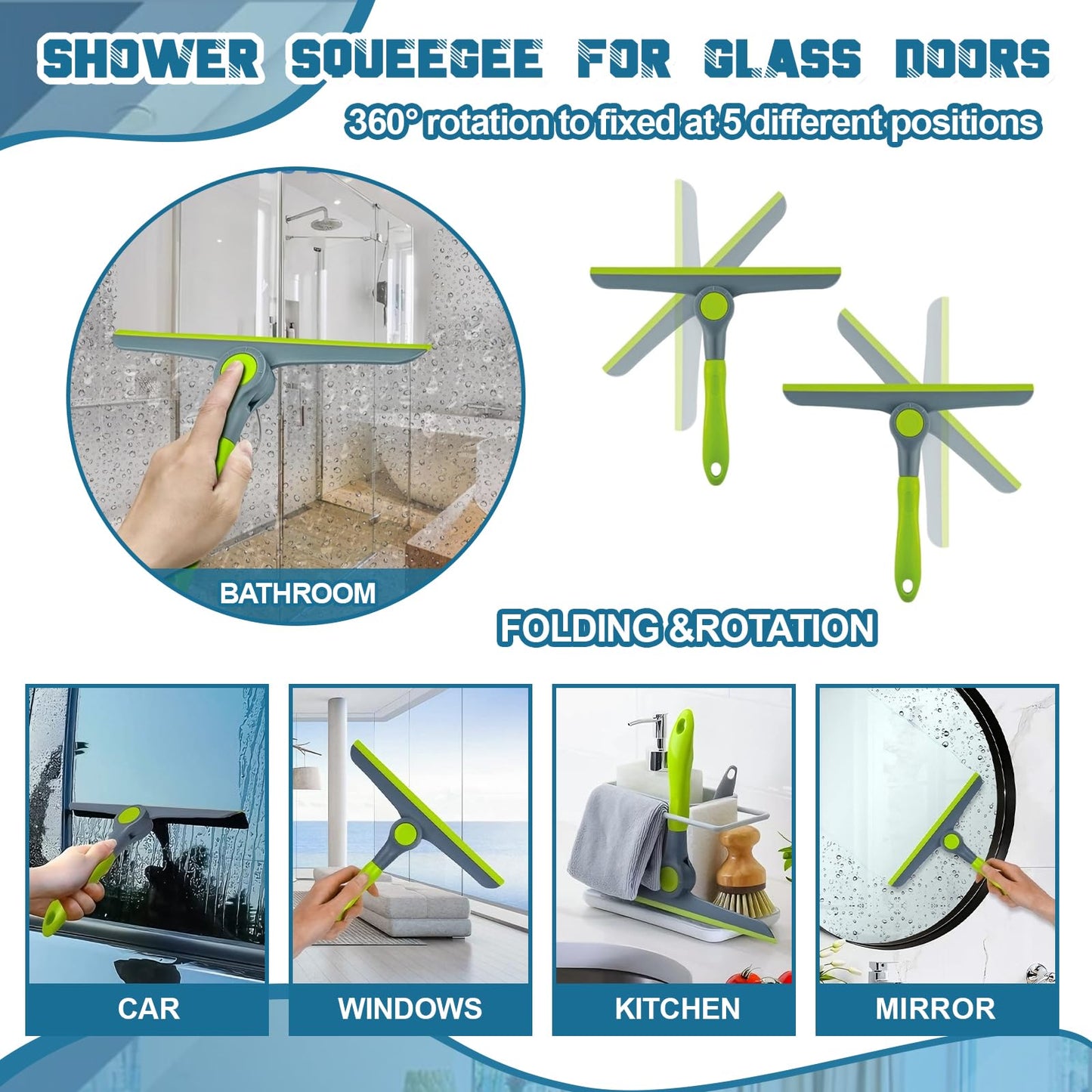 Yiyiring 11 Pcs Cleaning Brush Set with Squeegee Crevice Gap Brushes Handheld Scrub Brush and Hard Bristle Detail Brushes Multi-Purpose Household Cleaning Tools for Kitchen Bathroom Sink Grout Window