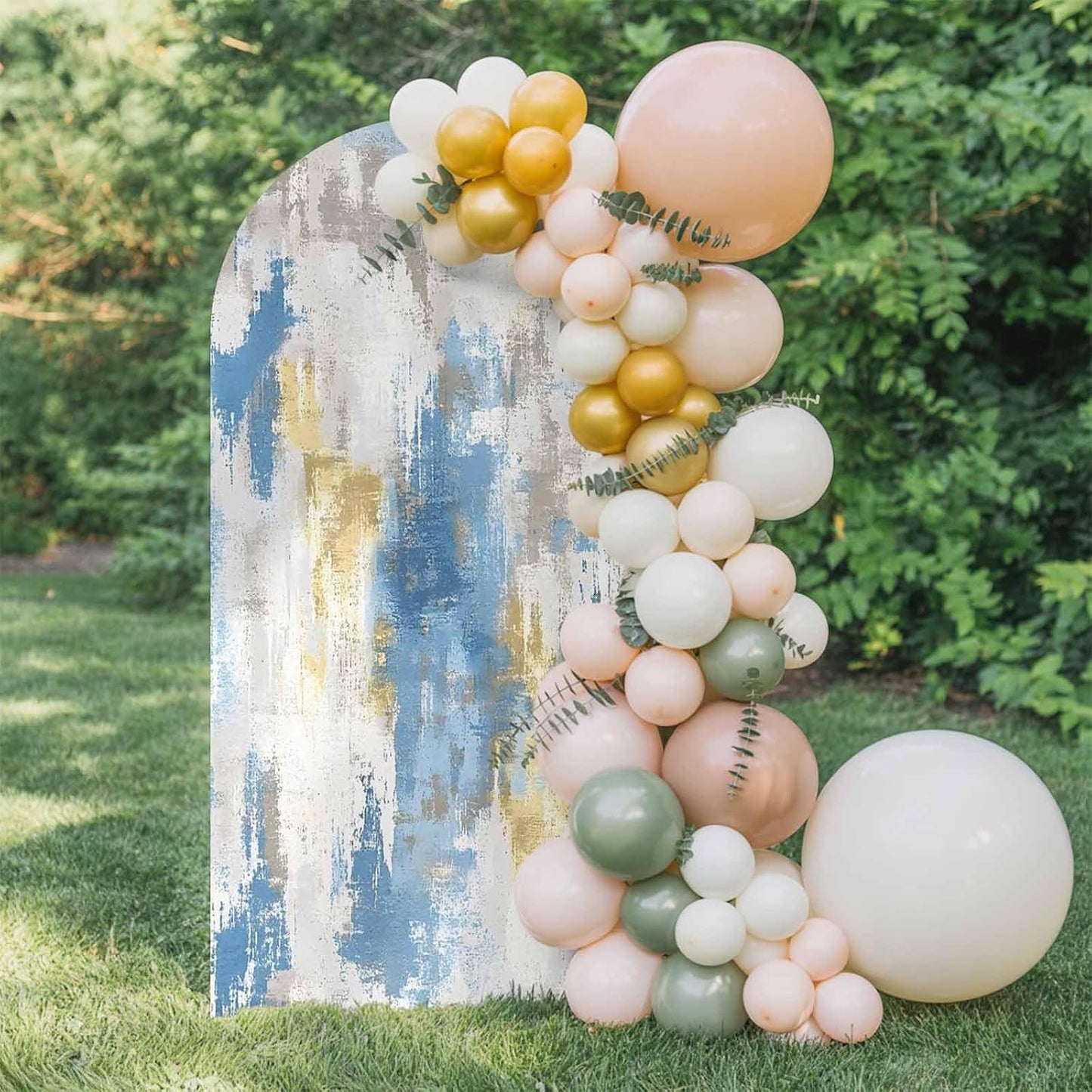 Jnbasdffb 7.2 Blue Gray Ombre Wedding Arch Cover, Stretchy Spandex Arch Backdrop Stand Covers FT, Vintage Abstract Art
