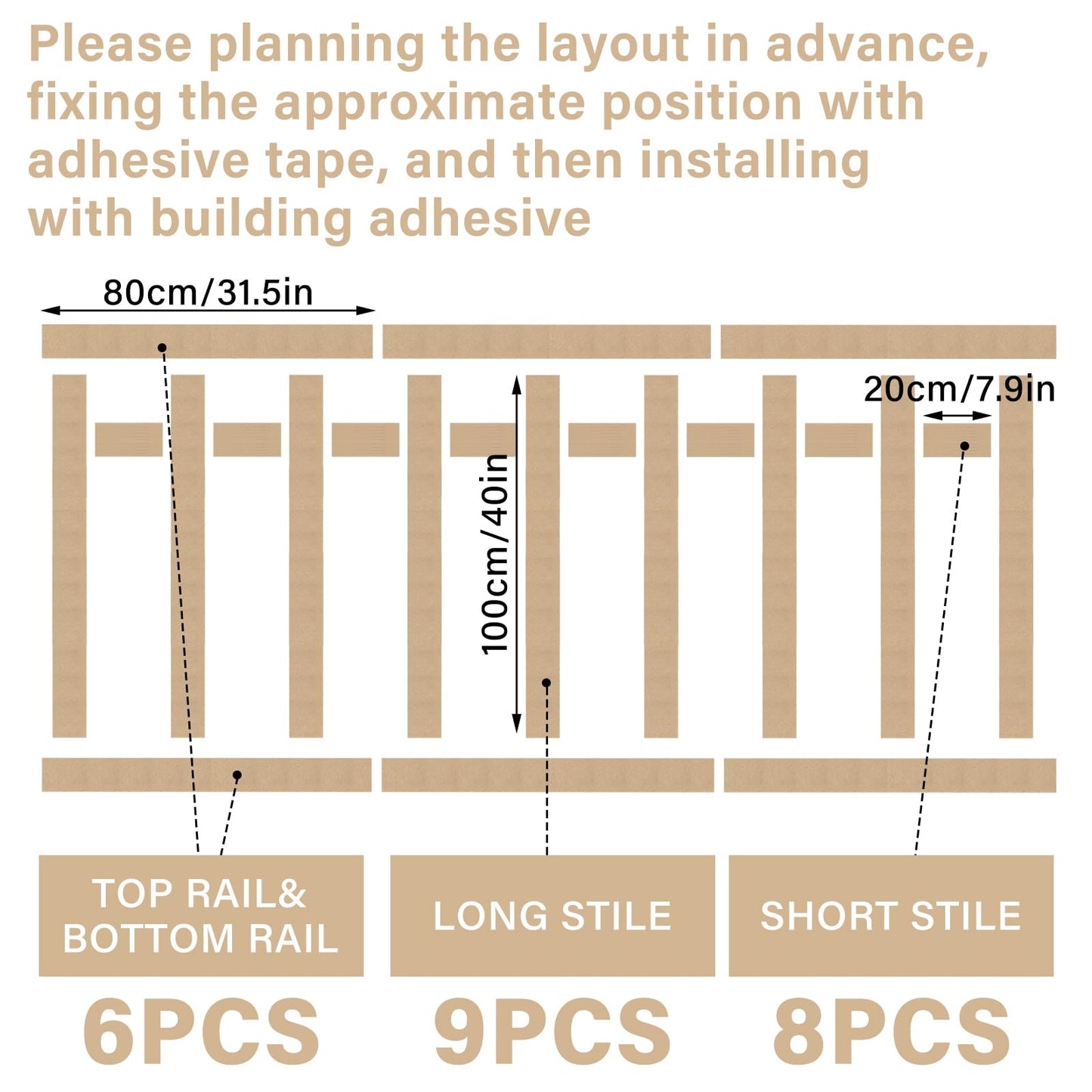 Pangda 23 Pcs 94.49 x 47.24 Inch MDF Board and Wall Batten Panel Kit Premade Wainscoting Panels Ready to Assemble Accent Decorative Wall Molding Kit for DIY Bedroom Living Room Home Decor