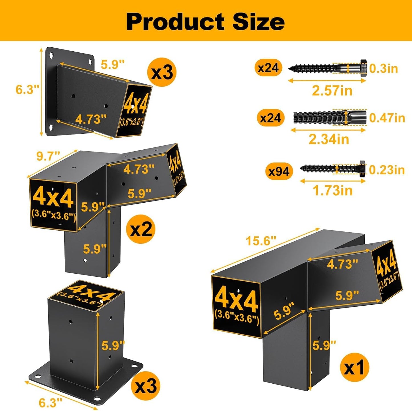 Heavy Duty 15°Slanted Roof Wall Mount 4x4 Pergola Bracket Kit,TROPTOLKY Angled 4x4 Wood Post Bracket,DIY Pergola Gazebo Kit