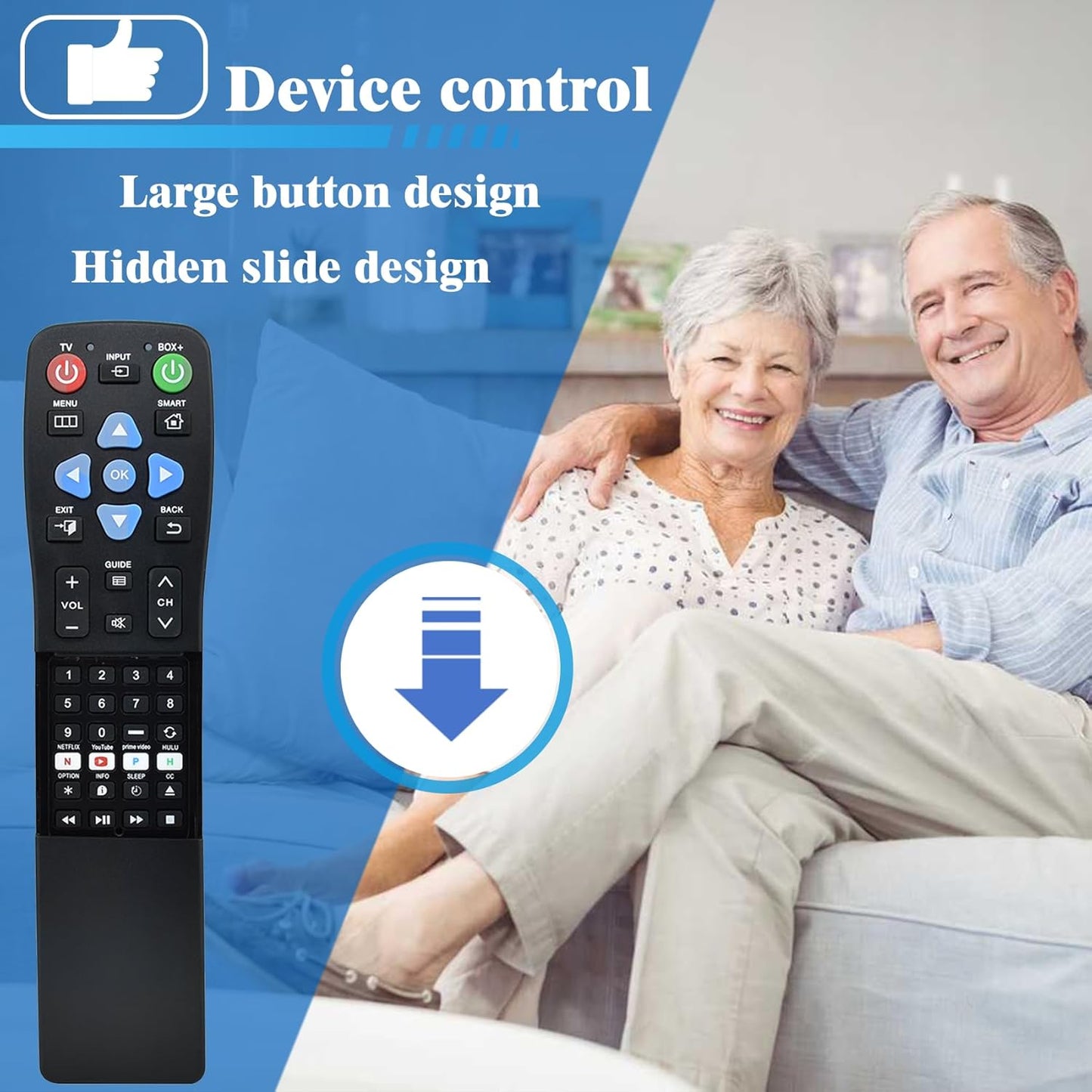 YunCChengFR Setup (2-Device Big Button TV Remote for Seniors & Elderly - Universal Remote with Large Buttons, Simple