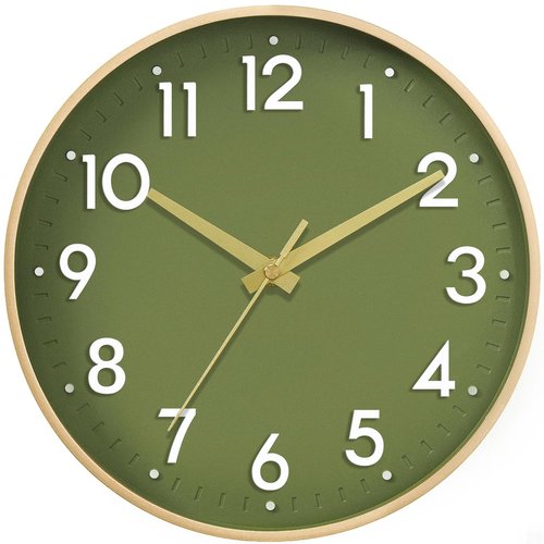 Mosewa Wall Clock 8 Inch, Battery Operated Silent Non-Ticking Modern Analog Clock Decorative for Kitchen, Bedroom, Office(Gold)