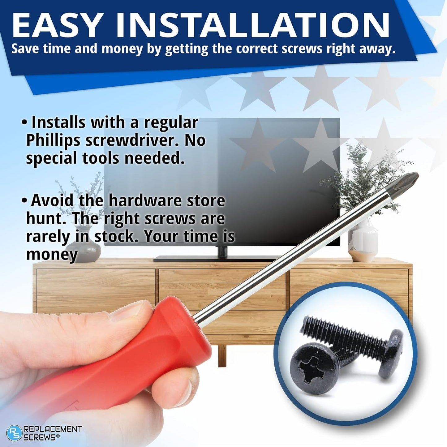 ReplacementScrews 6003-001334 (M4XL14) Set 4 TV Stand Screws Compatible with Samsung