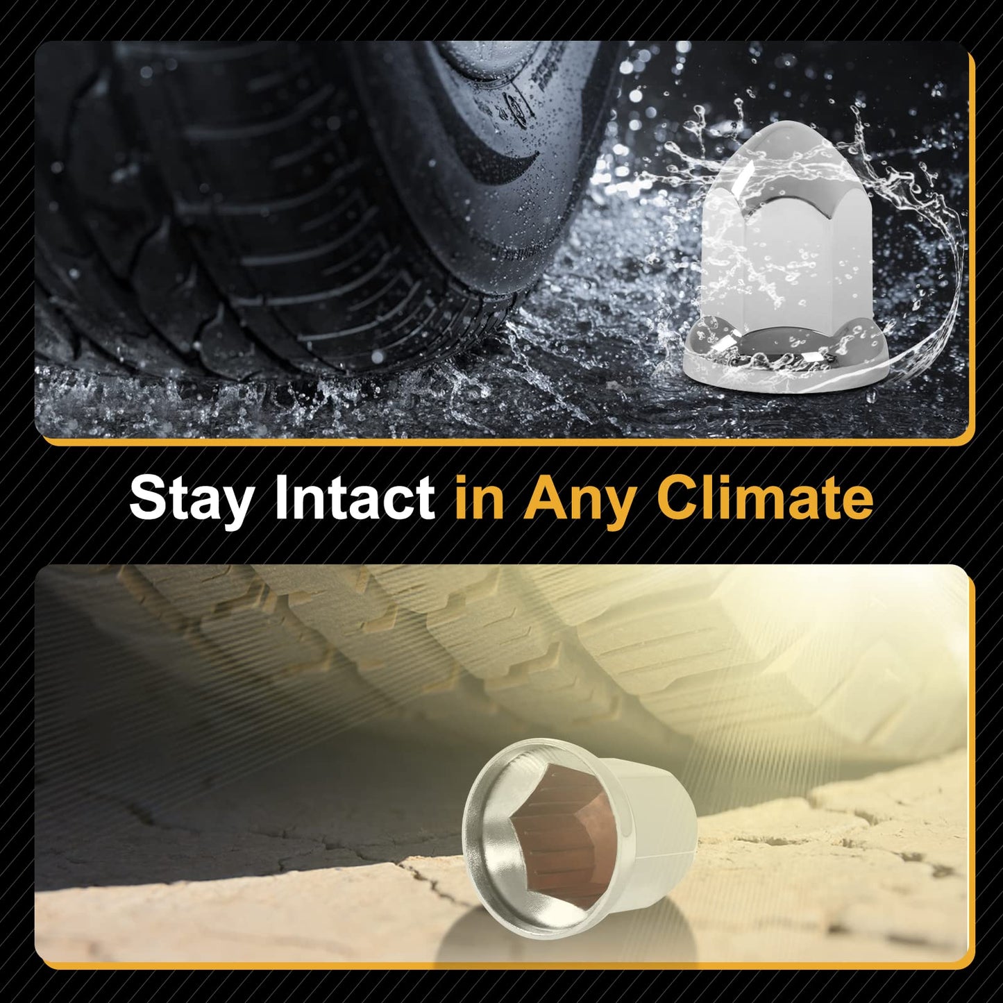 HQALTY 20Pcs Lug Nut Covers 33mm Bullet Flanged ABS Chrome Plastic Anti-Rust Push-on Nut Covers for Semi Trucks