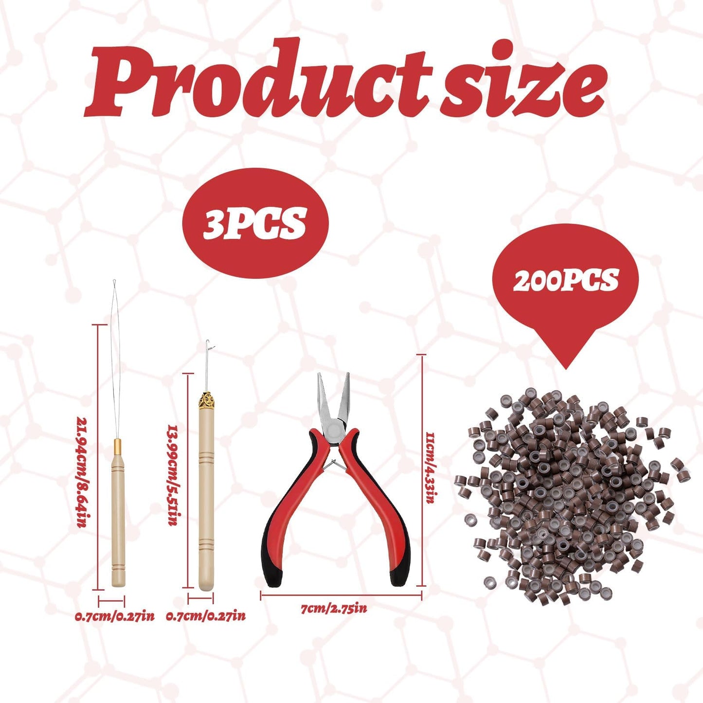 Nano Beads Hair Extensions Kit, 1PCS Hair Extension Tools - Professional Pliers and Loop Threader