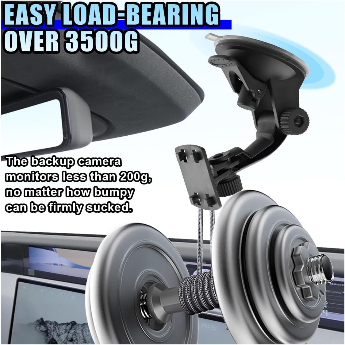 DUSCOKE 4.3"/5" (1PC) Windshield Mount for Backup Camera Display Monitor - Rear View Camera Screen Mounting Bracket