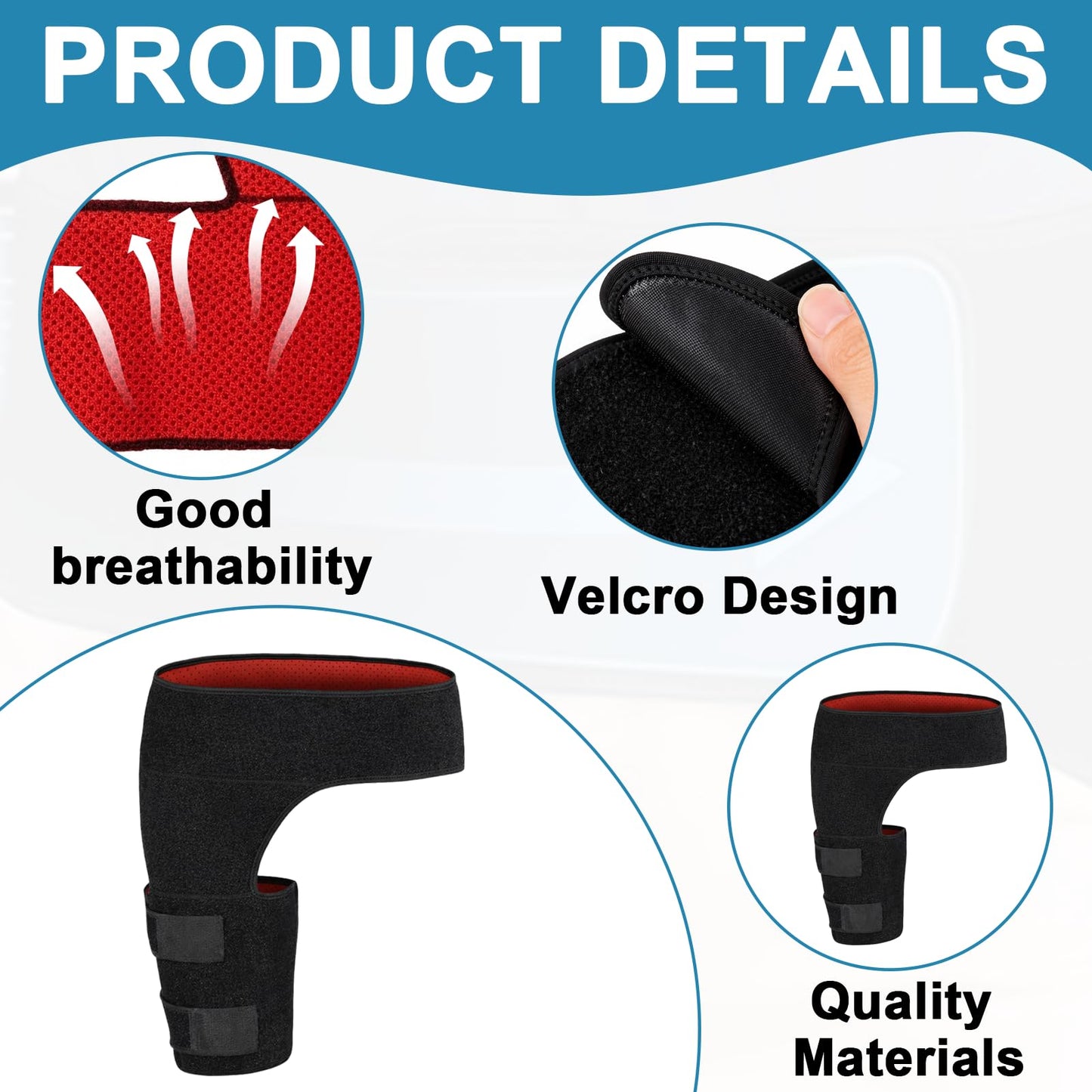 YCYuShen 1 PCS Hip Brace for Women Men, Sciatica Pain Relief Devices, Adjustable Hip Support Brace, Hip Pain Relief, Sciatic Nerve Brace Suitable for Sciatic Nerve, Groin, Thigh, Hamstring(Black)