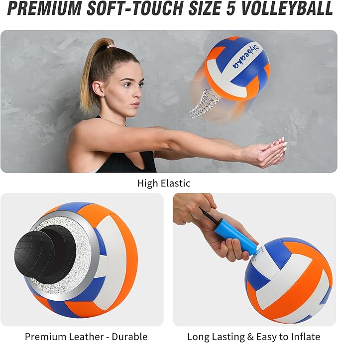 Outdoor Portable Volleyball Net Set for Backyard Beach with Adjustable Heavy Duty Poles, Durable Net, PU Volleyball & Pump, Carry Bag