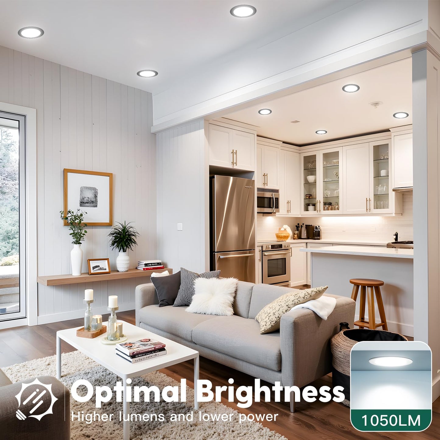 FREELICHT 24 Pack 6 Inch 5CCT Ultra-Thin LED Recessed Ceiling Light with Junction Box, 2700K-5000K Selectable, 1050LM Brightness, Dimmable Canless Wafer Downlight, 12WEqv110W-ETL&FCC,Black