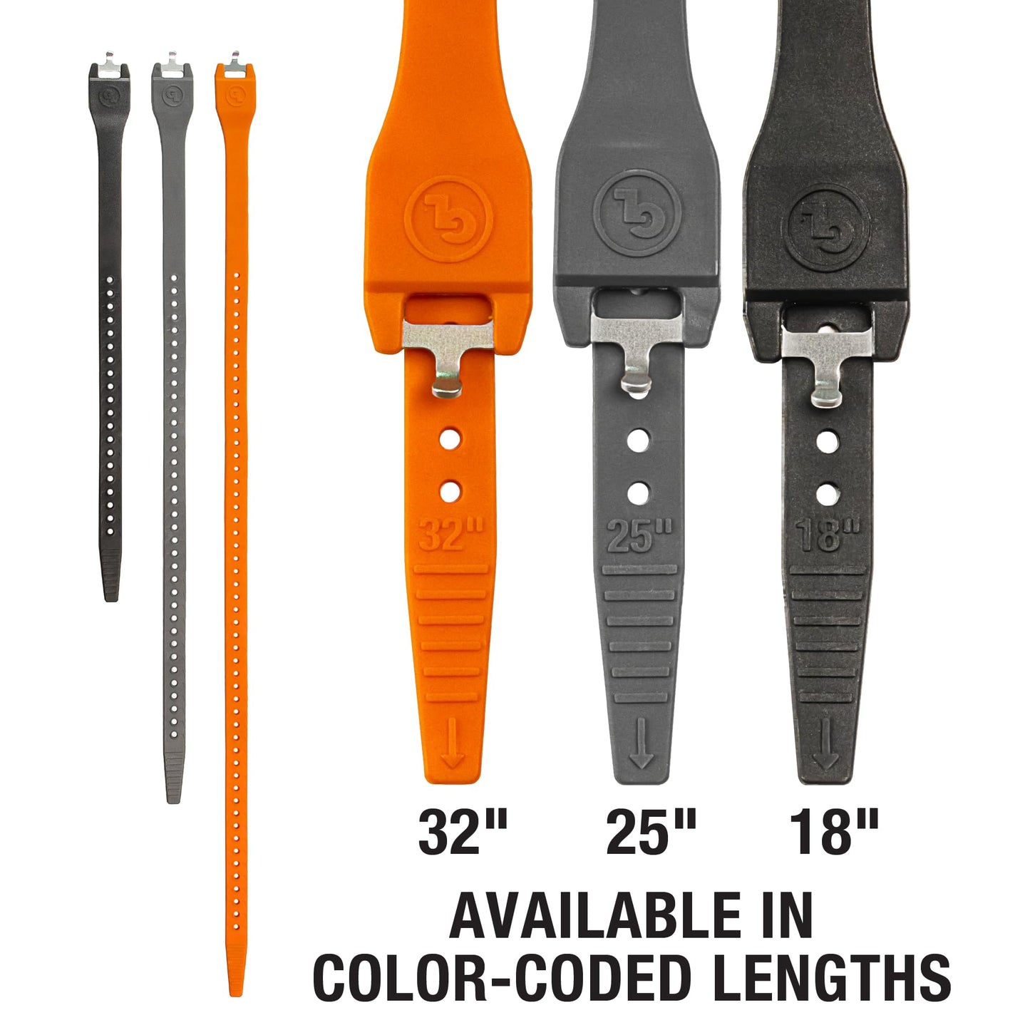 Giant Loop Pronghorn Straps, Multi-Purpose Cargo Straps with Virtually Unbreakable Fasteners, 32" Orange, 2-Piece Pack