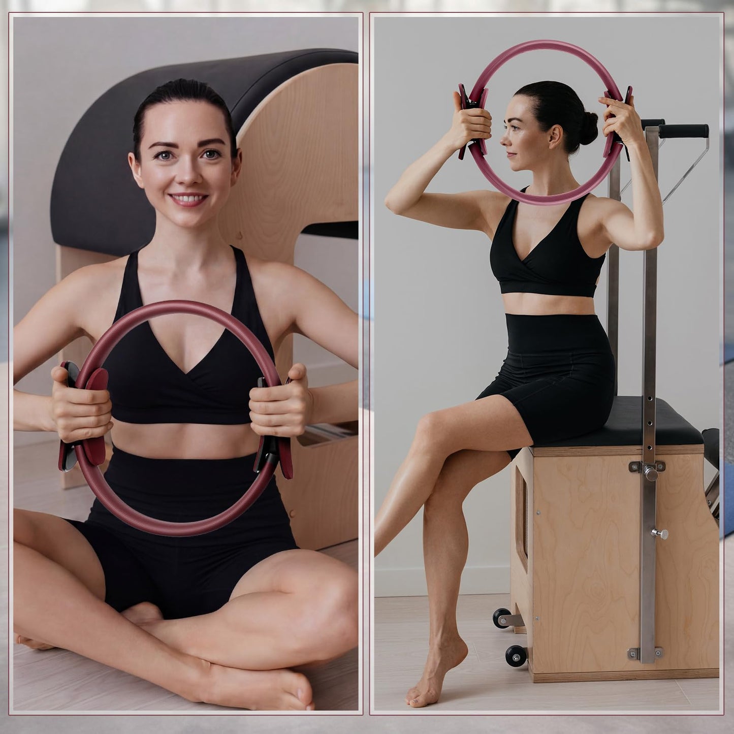 Syhood Pilates Ring 11. 81 Inch Pilates Circle Yoga Ring Magic Lightweight Flexible Workout Equipment for Fitness Physical Therapy Resistance Exercise Arms Legs (Light Brown,6 Pcs)