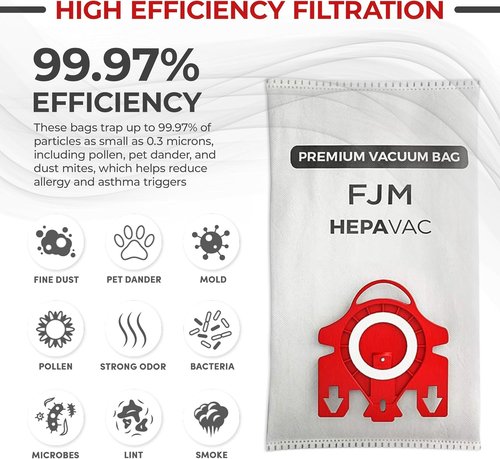 FJM Vacuum Cleaner Bags for Miele - HEPA AirClean 3D Dust Bags - 20 Pack for Compact C1, C2, Complete C1
