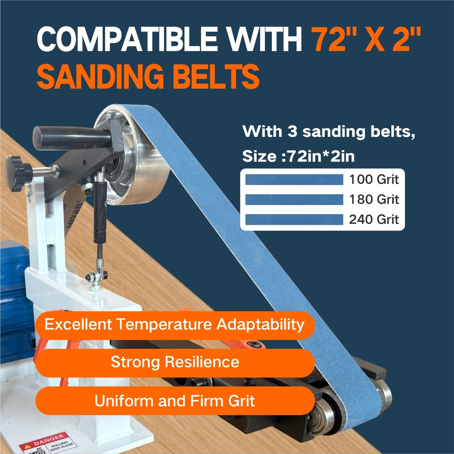 Belt Grinder Sander with VFD，2x72-inch 1500W 2HP Variable Speed Control Belt Sander with 3 Sets Grinding Tools and 3 Zirconia corundum Sanding Belts for Metalworking, Knife Making
