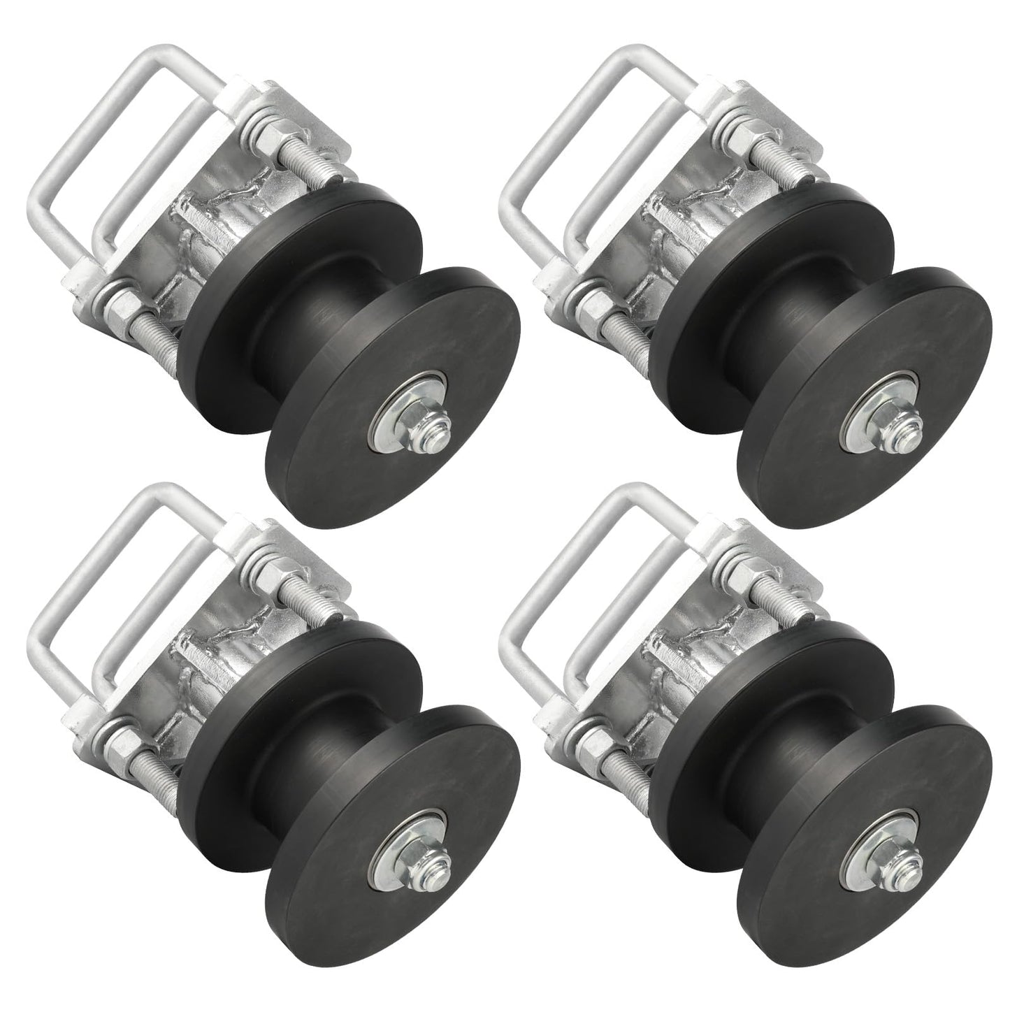 Wmebee 4 Pack Nylon Cantilever Rollers 2" Gate Frames, 4" Square Post Chain Link Fence Parts, Cantilevered Rail Fence Gate Kit