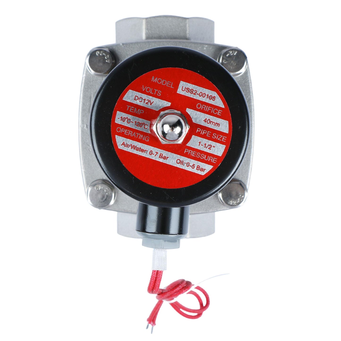 U.S. Solid 1-1/2" Solenoid Valve - 12V DC Stainless Steel Electric Solenoid Valve, Normally Closed, Viton Seal