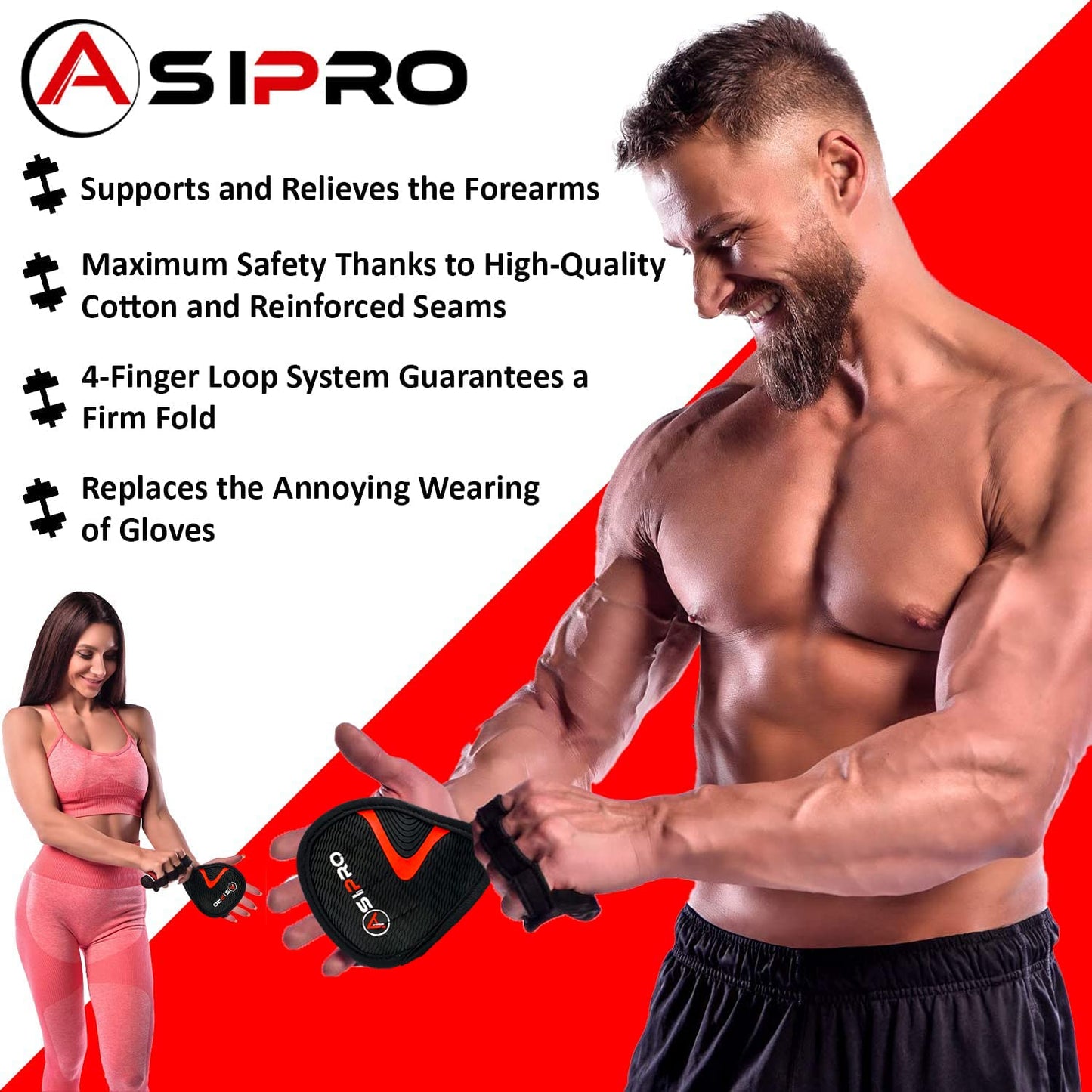ASIPRO Lifting Grips for Weight Lifting Alternative to Workout Gloves Women & Men Gift Gym Hand Grips Gym Grips Men & Women No Sweaty Gym Workout Gloves Workout Grips Rubber Grips Pads