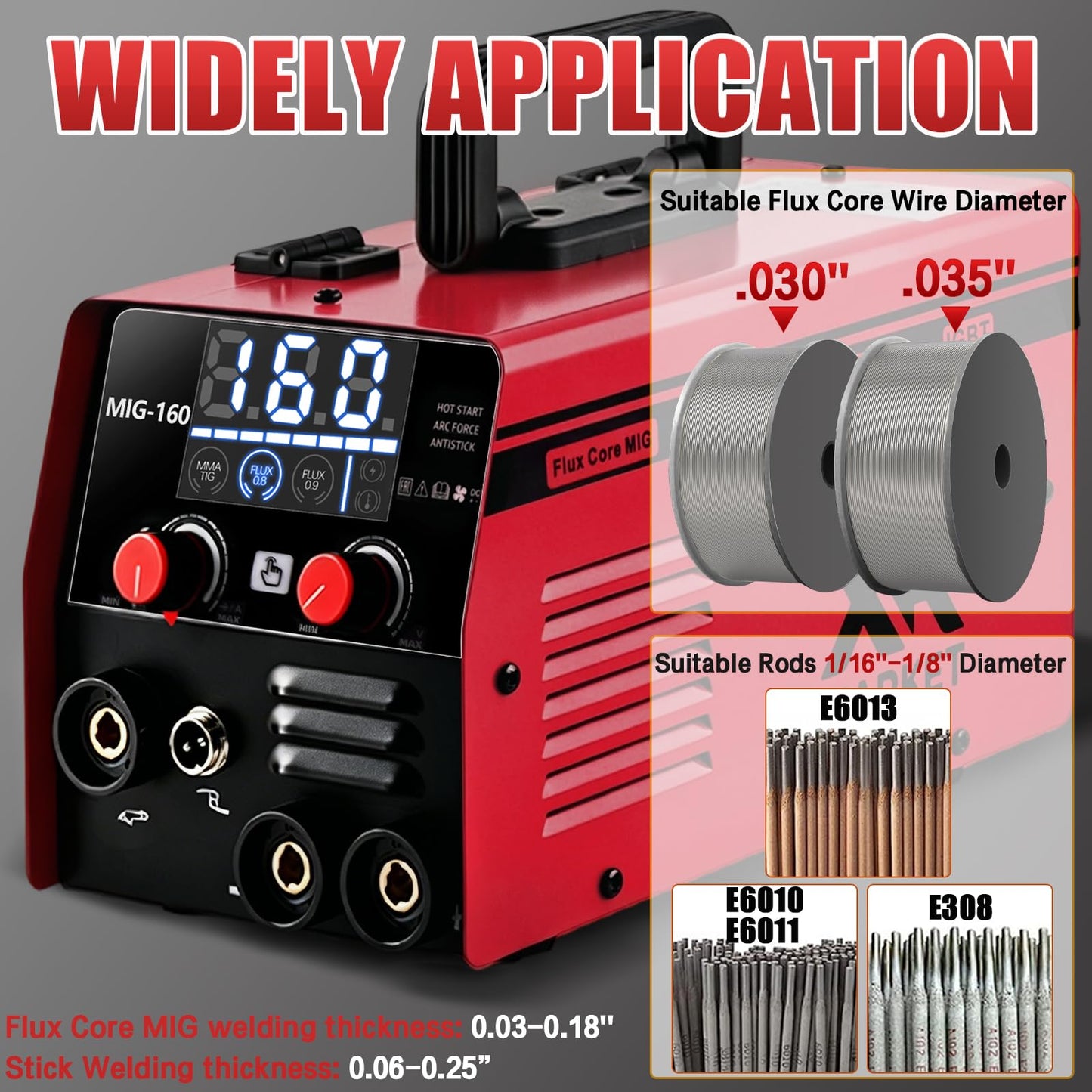 XR MARKET 160Amp 3 IN 1 Welder, Flux Core Welder/Lift TIG/Stick Welding Machine, Auto Darkening Welding Glasses MIG Welder, Portable MINI Welder Machine 110V, Gasless MIG Welder with IGBT Inverter