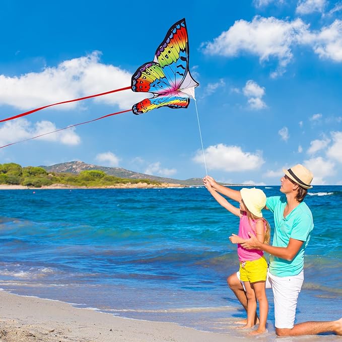 Butterfly Kites for Kids & Adults, Easy to Fly Design with Long Tail for Stability, for Kids Ages 4-8 & Beginners, Beach & Park Use | Family Outdoor Fun