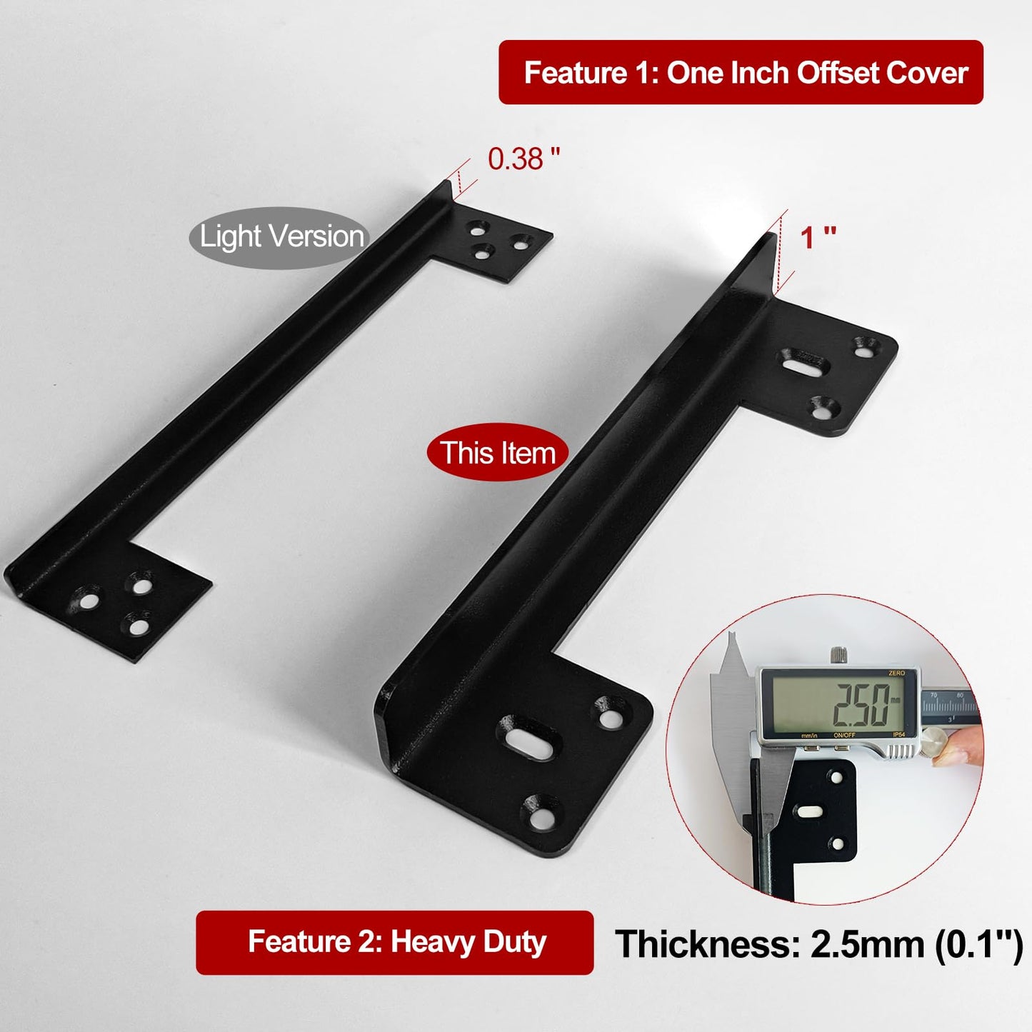 MOSECYOU Door Latch Guard Plate 7” with 1” Offset Cover, Outswing Door Security Protector Shield, Heavy Duty Version, Door Knob/Deadbolt Latch Protector Plate (1 Pack)