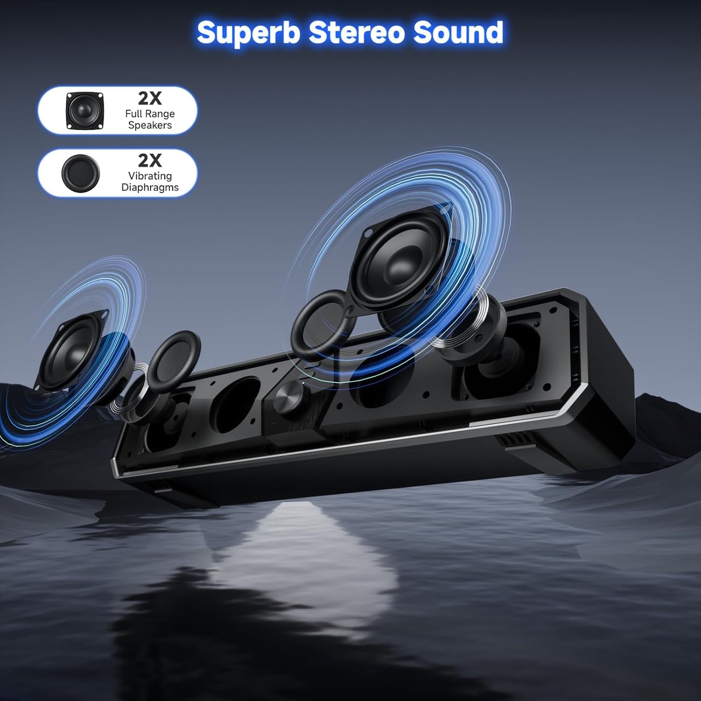SENZER CS30 Bluetooth Computer Speakers for Desktop, USB Plug & Play PC Speakers with Dynamic LED Light, Stereo Sound