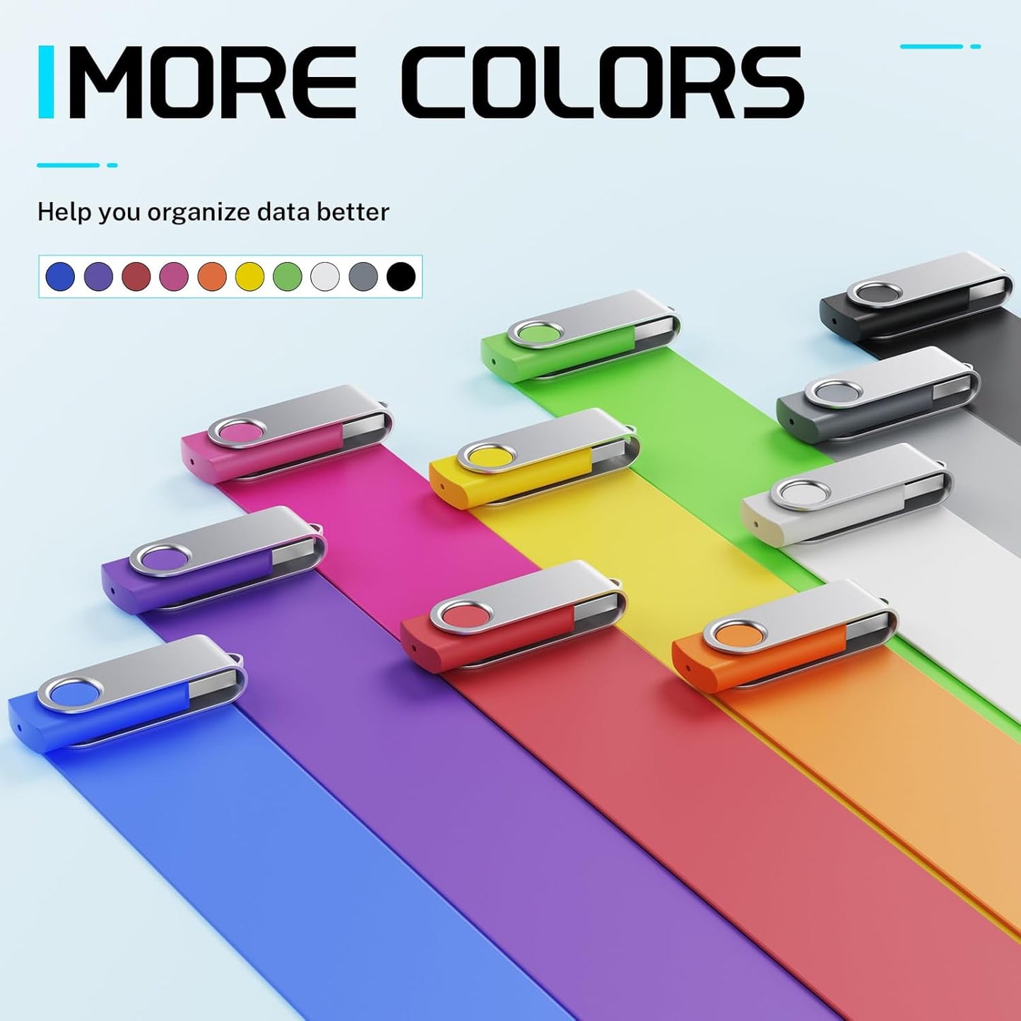FEBNISCTE 1GB 10 Pack 1 2.0 10pcs Memory Stick USB Flash Drive Bulk - Bulk GB USB Stick Pendrive Multi-Coloured Thumb