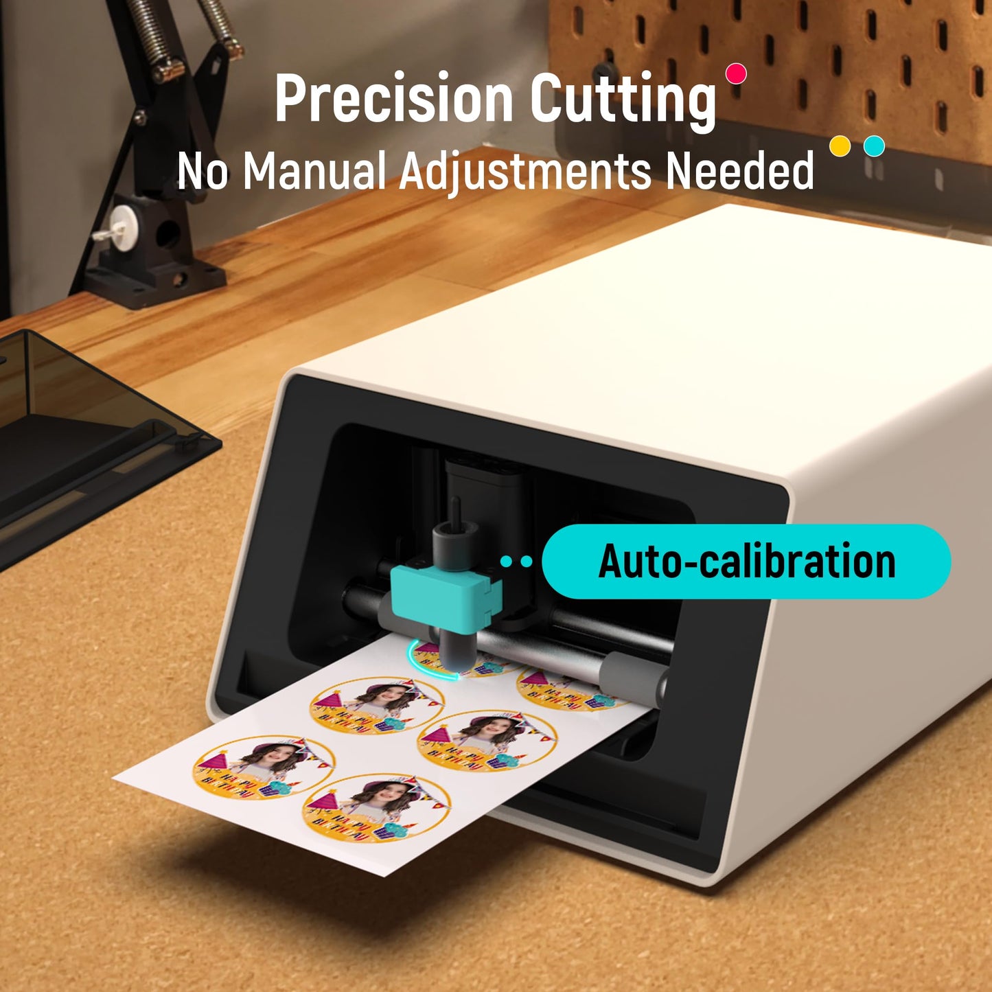 Liene PixCut S1 Inspire Kit - All-in-One Color Sticker Printer & Cutting Machine, Thermal Dye-Sublimation Photo Printer, 300 DPI, Color Label Maker with 180 Sheets (36 Photo + 144 Sticker Paper)