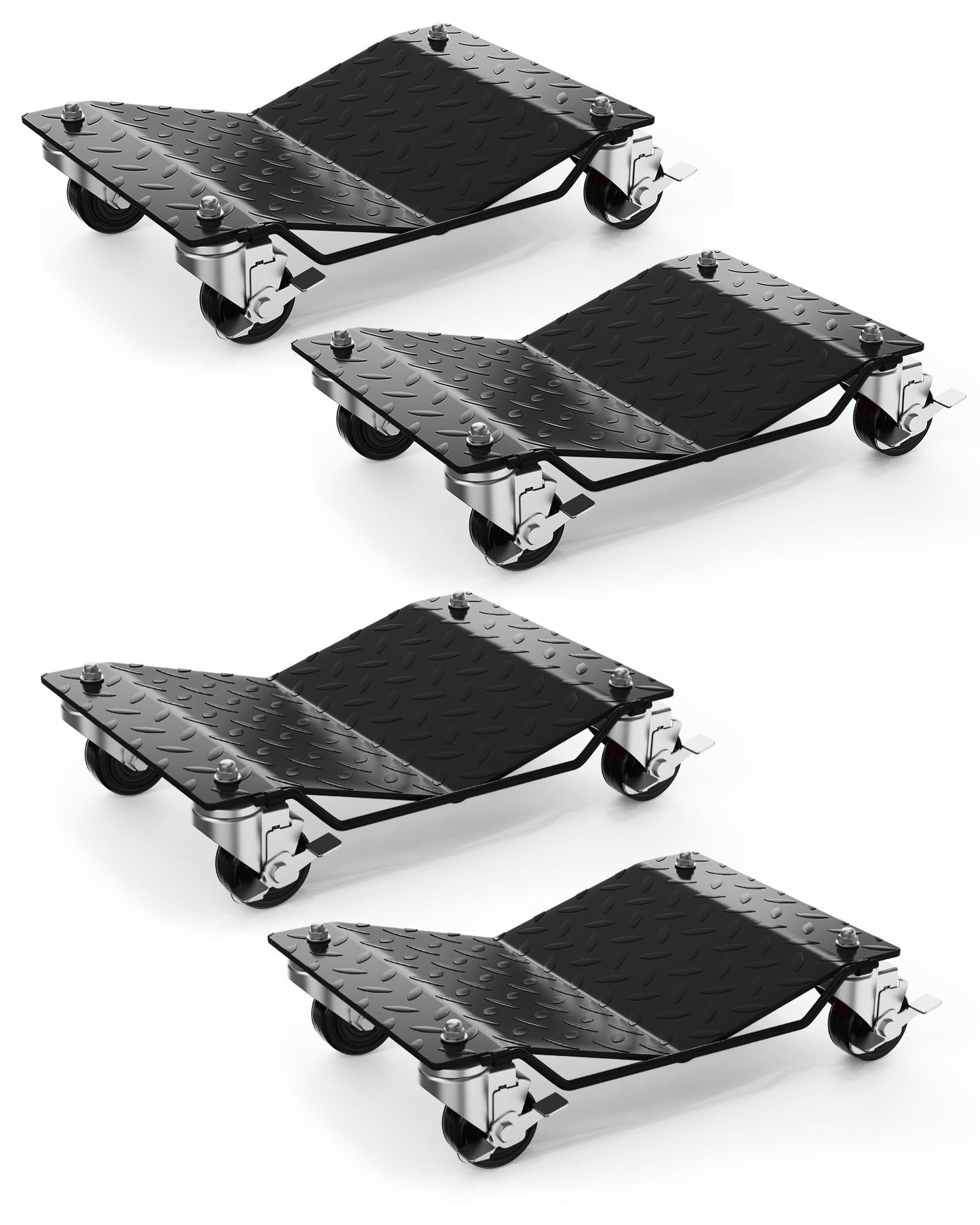 DEXSO Car Wheel Dolly, 6000 lbs/2722 kg Car Moving Cart with Brakes, Set of 4 Piece, Heavy-Duty Vehicle Dolly, Moving Cars, Trucks, Trailers, Motorcycles, and Boats, Black