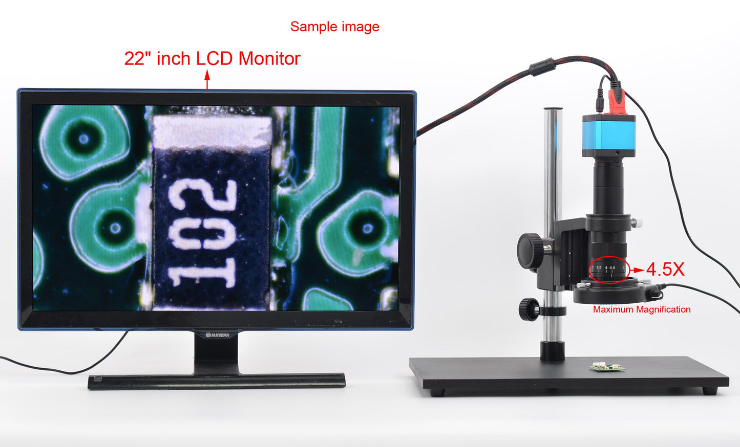 14MP HDMI Microscope Camera Remote Control Kit for Industry Lab PCB USB Output TF Card Video Recorder +180X C-Mount Lens + Big Stereo Stand +144 LED Light