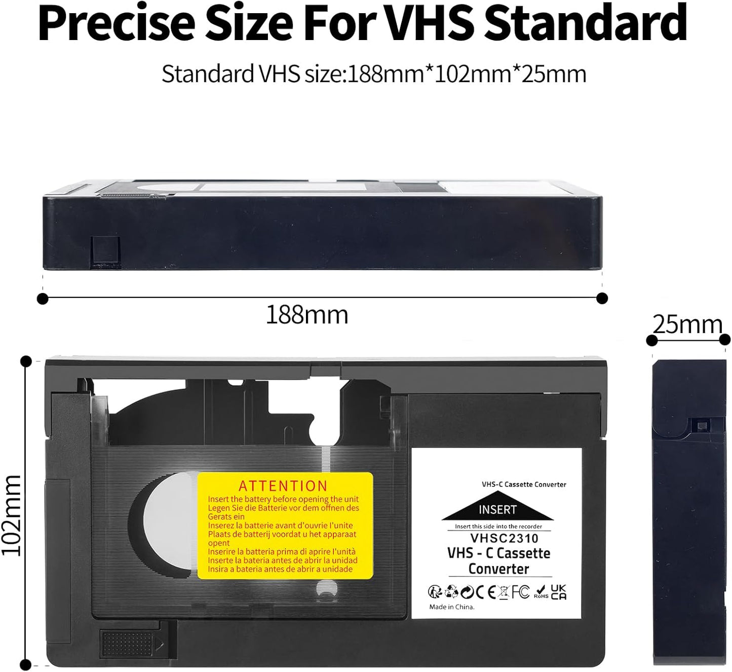 CHEEYYIIE Cassette Cassette 8mm Hi8 VHS-C Adapter Compatible with VHS-C SVHS Camcorders JVC RCA Panasonic Motorized VHS