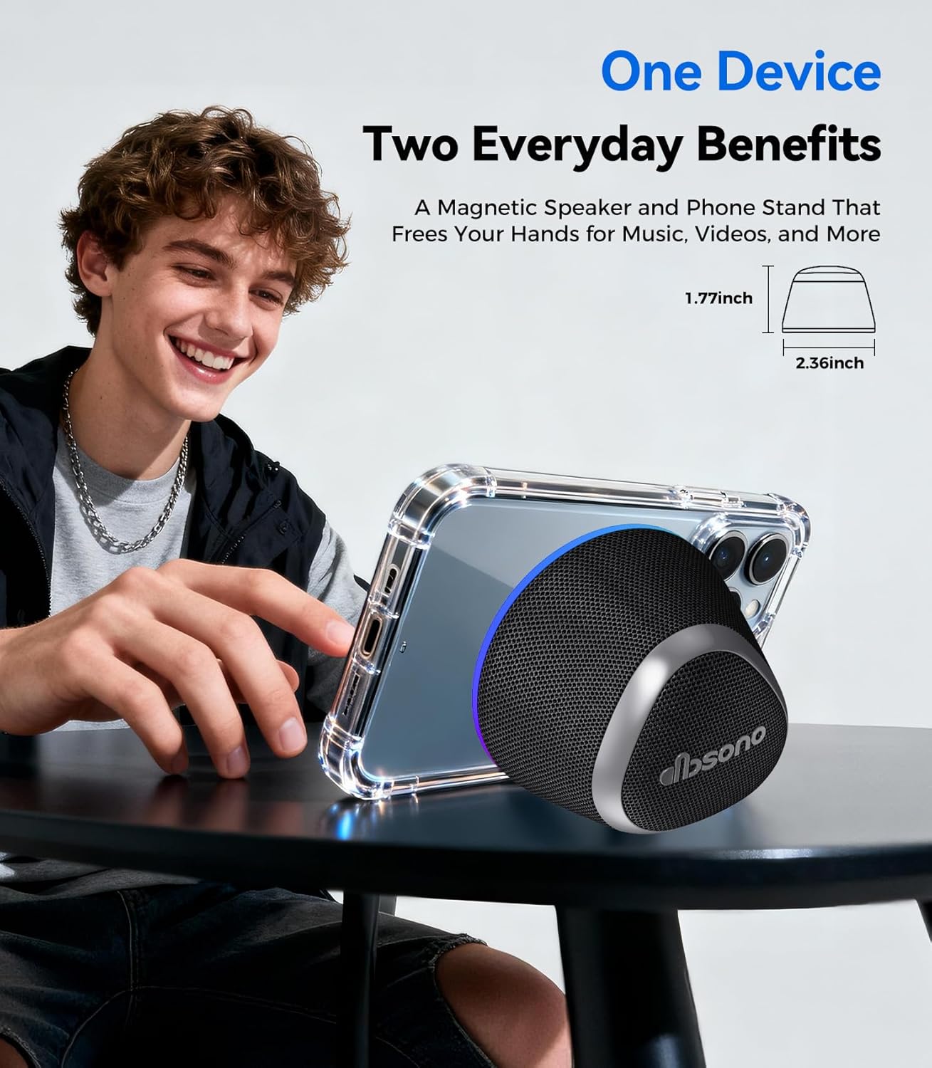dbsono 2 1 IPX5 9 Portable Speaker Phone Stand Gifts:Birthday Graduation Mini Gifts for Him Her, in Magnetic Bluetooth