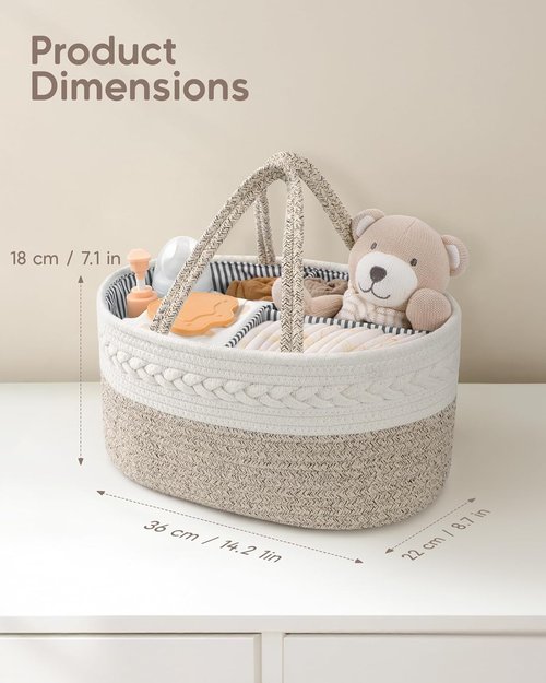 Maliton Diaper Caddy Organizer - Portable Cotton Rope Baby Gift Basket for Nursery Storage | Ideal for Newborn Essentials