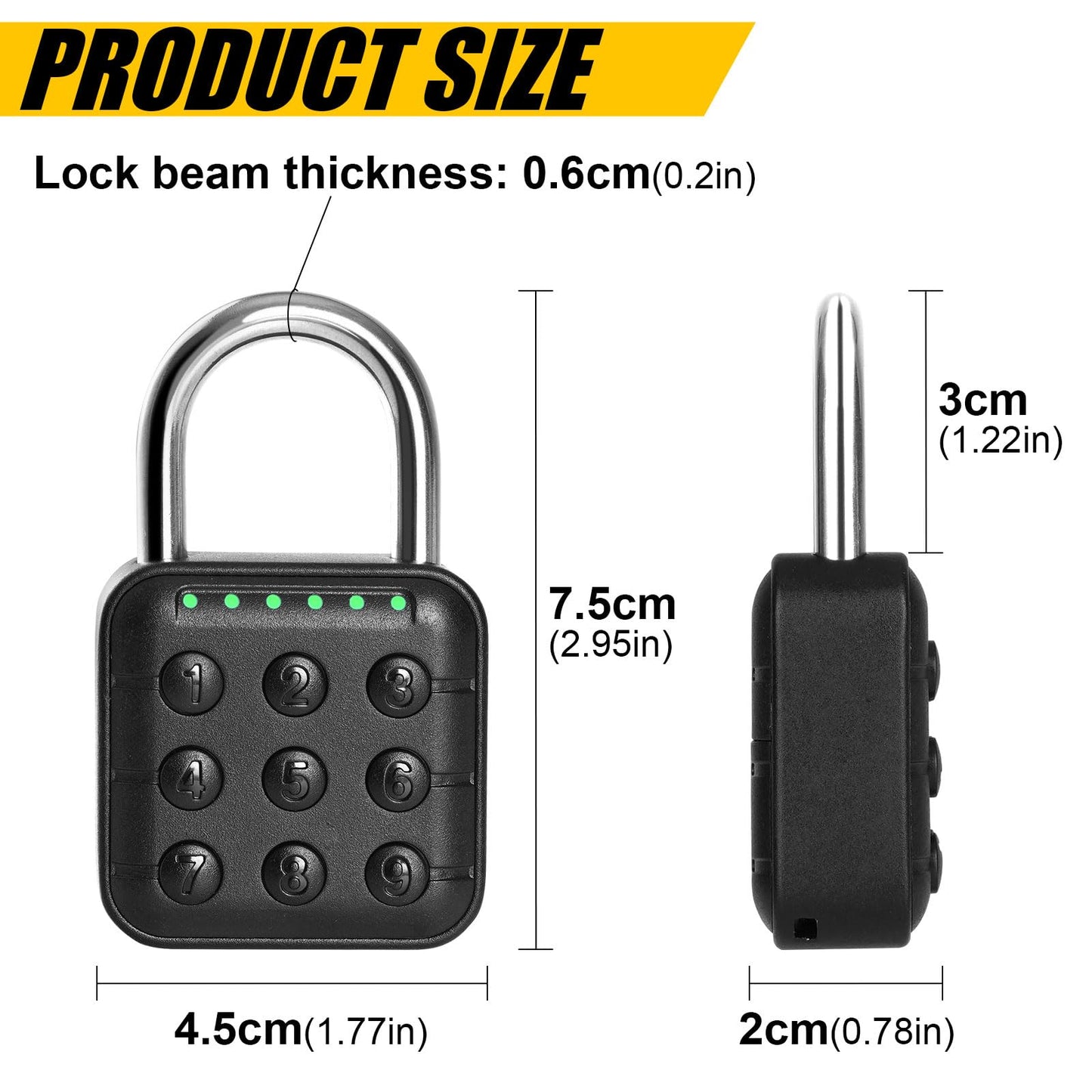DELSWIN Combination Lock for Locker - 6-Digit Combo Lock Waterproof Smart Padlock for School Gym Lockers, Gates, Fence and Storage Unit (Black)