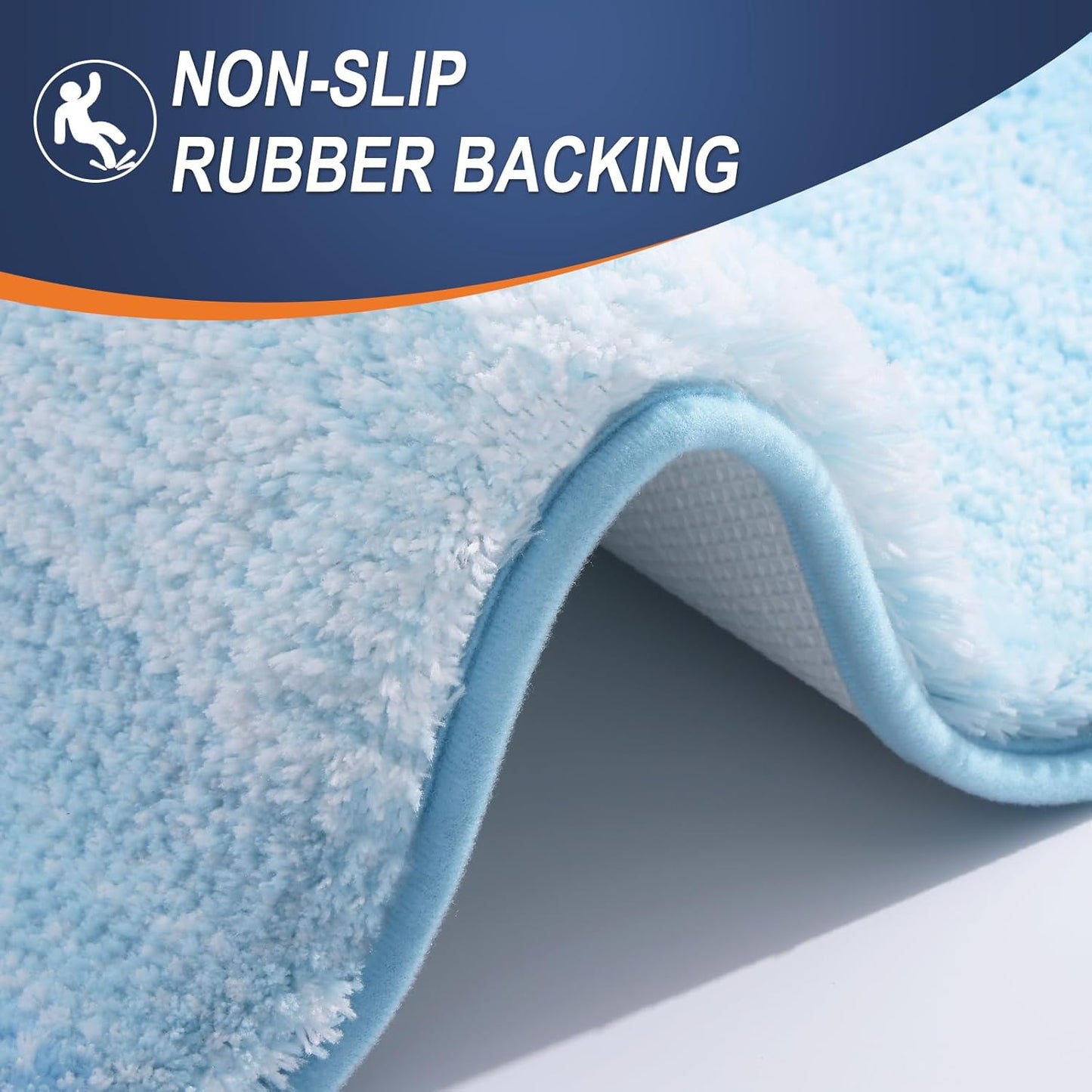 OLANLY Bathroom Rugs - Extra Soft Microfiber Mat, Quick-Dry & Machine Washable, 36x24, Sky Blue