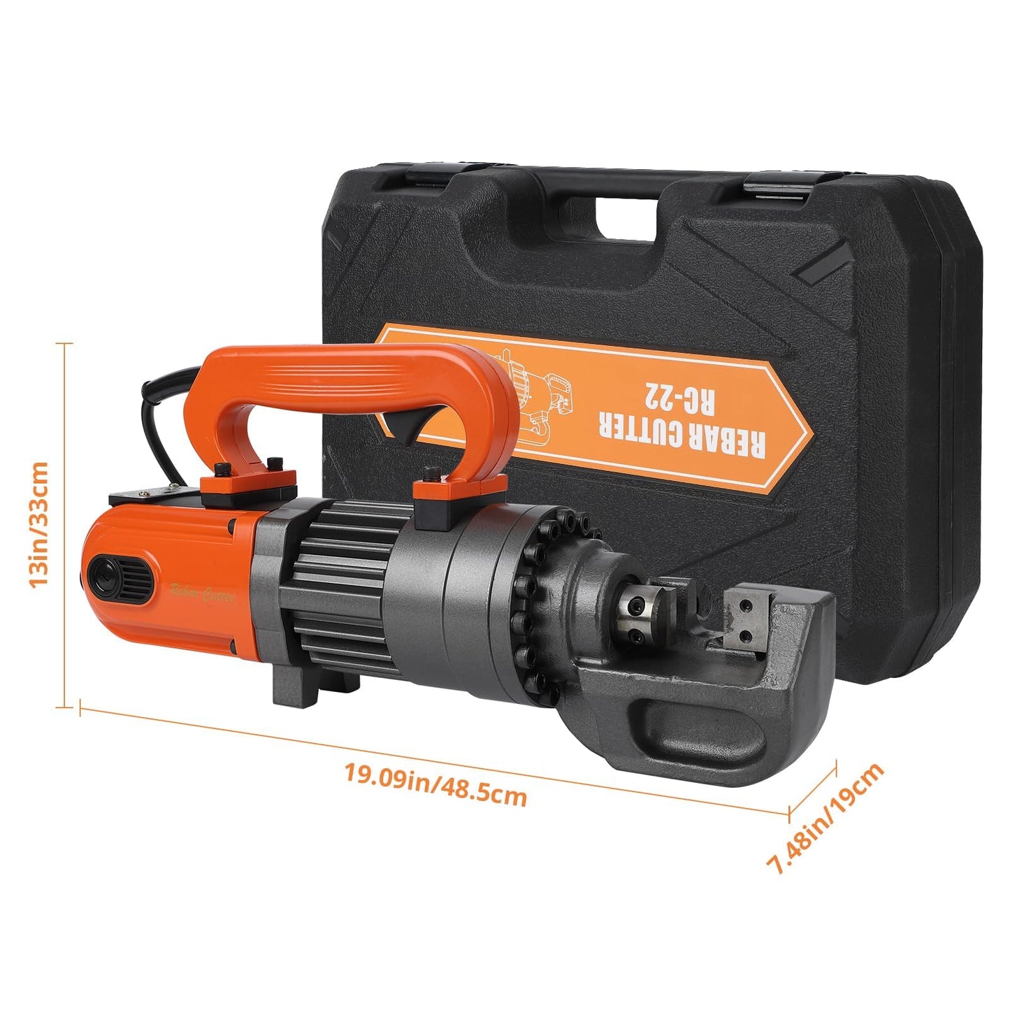 Electric Hydraulic Rebar Cutter Tool, 1350W 110V, Cutting up to 7/8 Inch #7 4-22mm Rebar, Steel, with Blades, Cutting Speed 3.5-4.0S, Concrete Construction Tools Heavy Duty (1350W RC-22)
