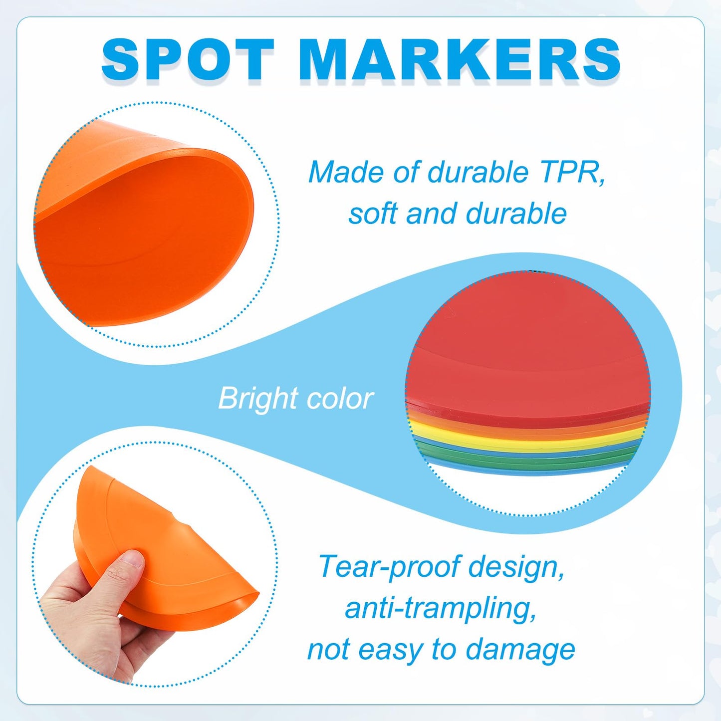 PATIKIL 6 Inch Flat Cones,6 Pcs Spot Markers Small Flat Soccer Training Cones for Football Basketball Agility Practice Sports Training Equipment, Orange