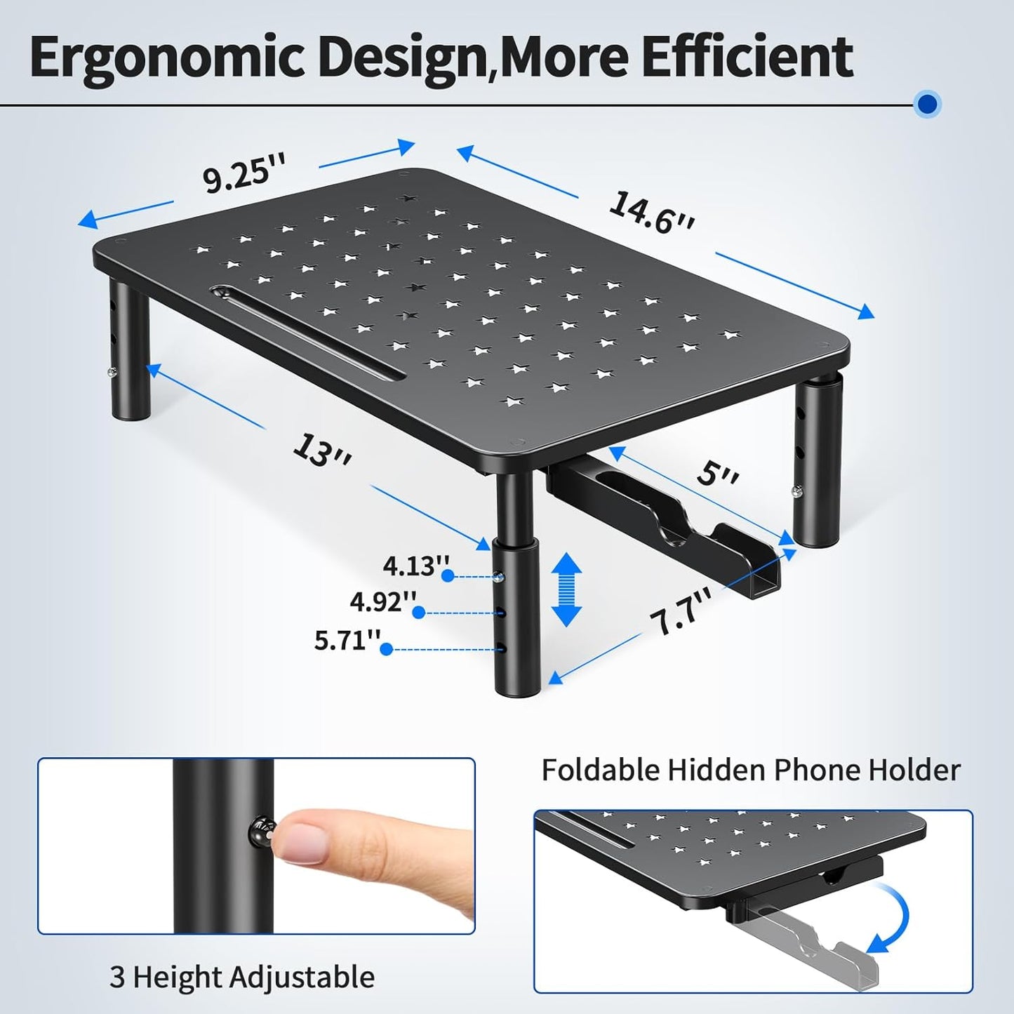 2 Pack 3 2 Zimilar Monitor Stand , Height Adjustable Stand with Unique Star Mesh for Computer, Laptop, Printer
