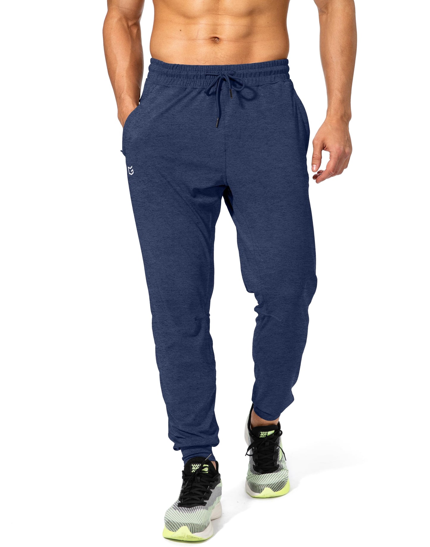 G Gradual Men's Sweatpants with Zipper Pockets Athletic Pants Traning Track Pants Joggers for Men Soccer, Running, Workout(Heathered Academy Blue,L)