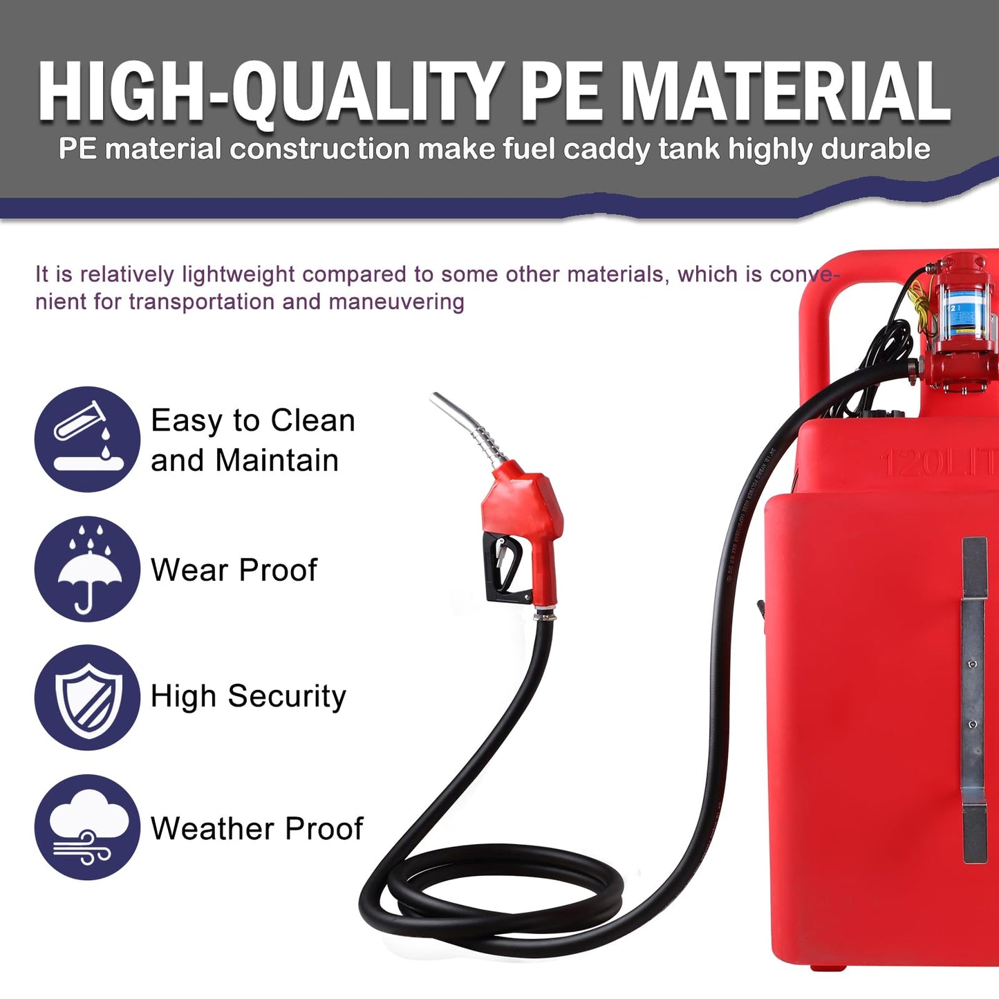 32 Gallon Fuel Caddy, Fuel Transfer Tank, Portable Gasoline Caddy Diesel Caddy with 12GPM Electric Pump for Cars, Motorcycles, Boats, Lawn Mowers, Snowblowers, Auto Fueling Nozzle