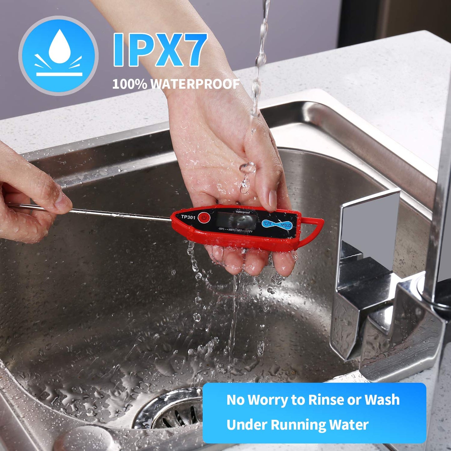 Yacumama Digital Water Thermometer - Instant Read Waterproof Probe for Food, Meat & Milk