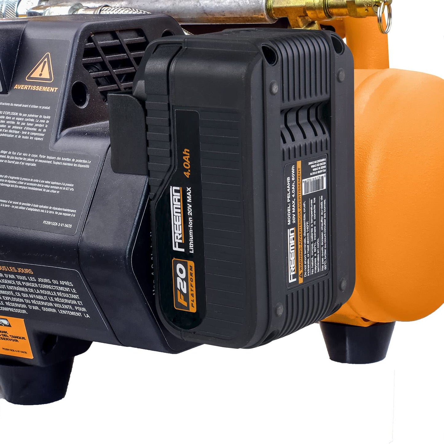 Freeman PE1GCCK 20V Cordless 1 Gallon Air Compressor with 3-in-1 Pneumatic Finish Nailer/Stapler, Battery, Charger, Air Hose, Inflation Accessory Kit and Fasteners (600 Count) – 700 Shots per Charge
