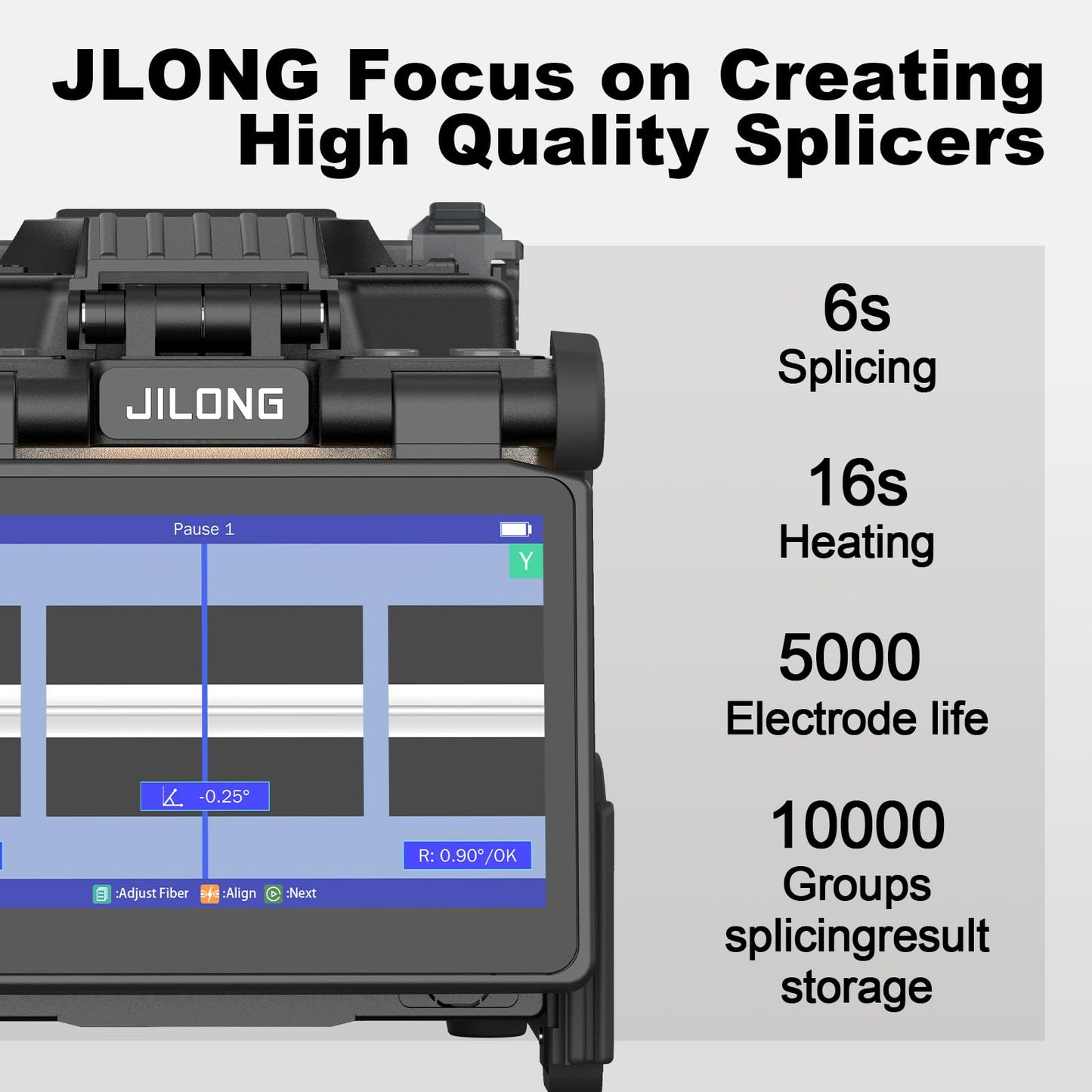 JILONG Optic Fiber Fusion Splicer KL-360T Truck Fusion Splicer 6 Motors Core Alignment 6s Splicing 16s Fast-Heating with Low Splicing Loss 0.01dB, Fiber Splicing Kit with Stripper FTTH Cable Tester
