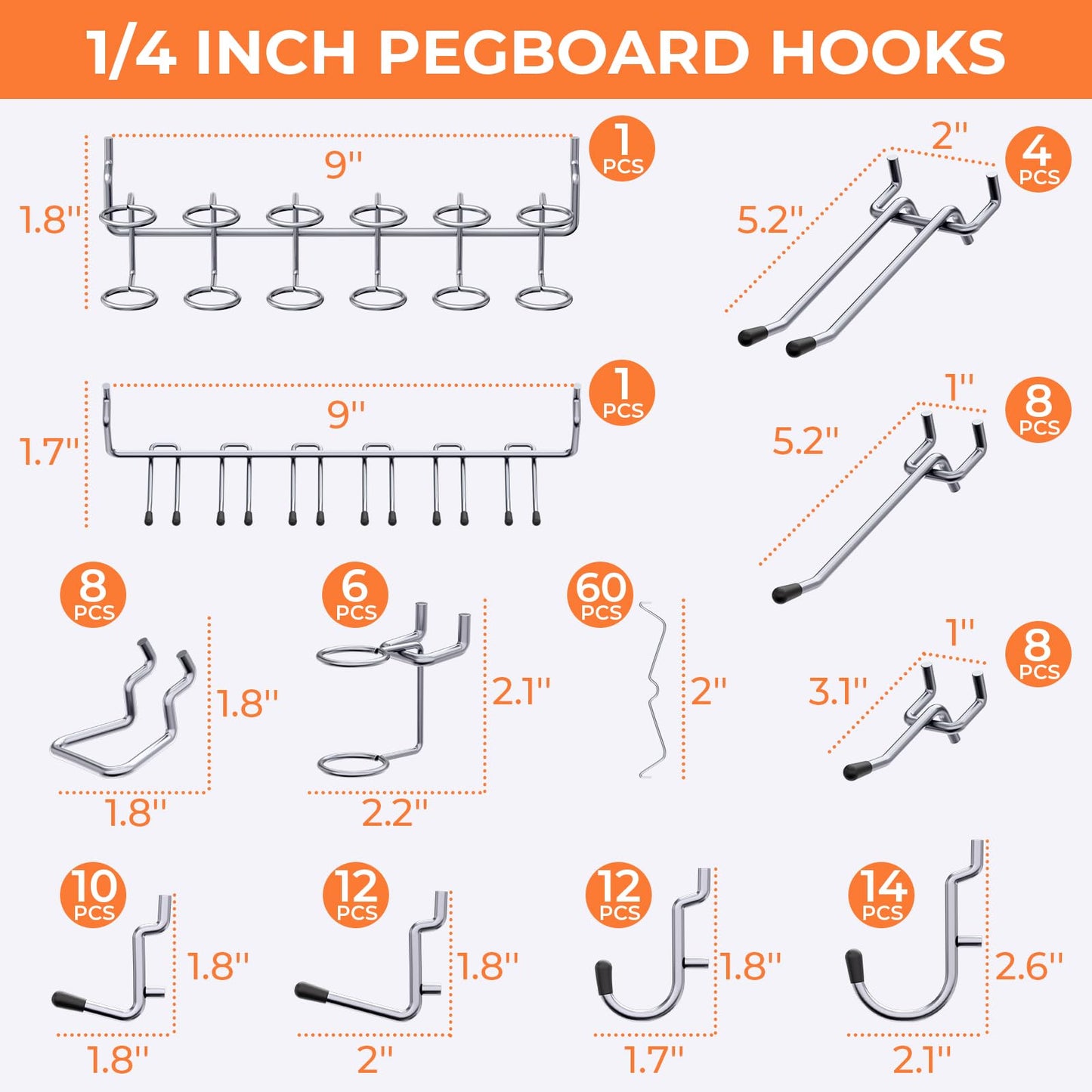 INCLY 90PCS Pegboard Wall Organizer, 6 Pack Metal Peg Board Panels with 1/4" Pegboard Hooks Accessories Kit, Black Peg Board for Walls Home, Garage Tool Storage, Workbench Organization