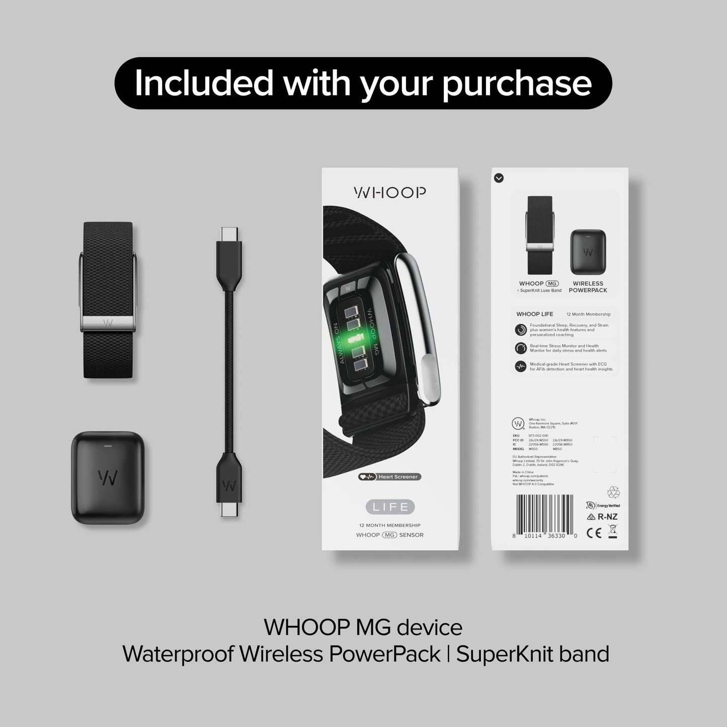 WHOOP Life - 12 Month Membership-24/7 Activity and Sleep Tracker, Personalized Coaching, Menstrual Cycle Insights- 14+ Day Battery Life