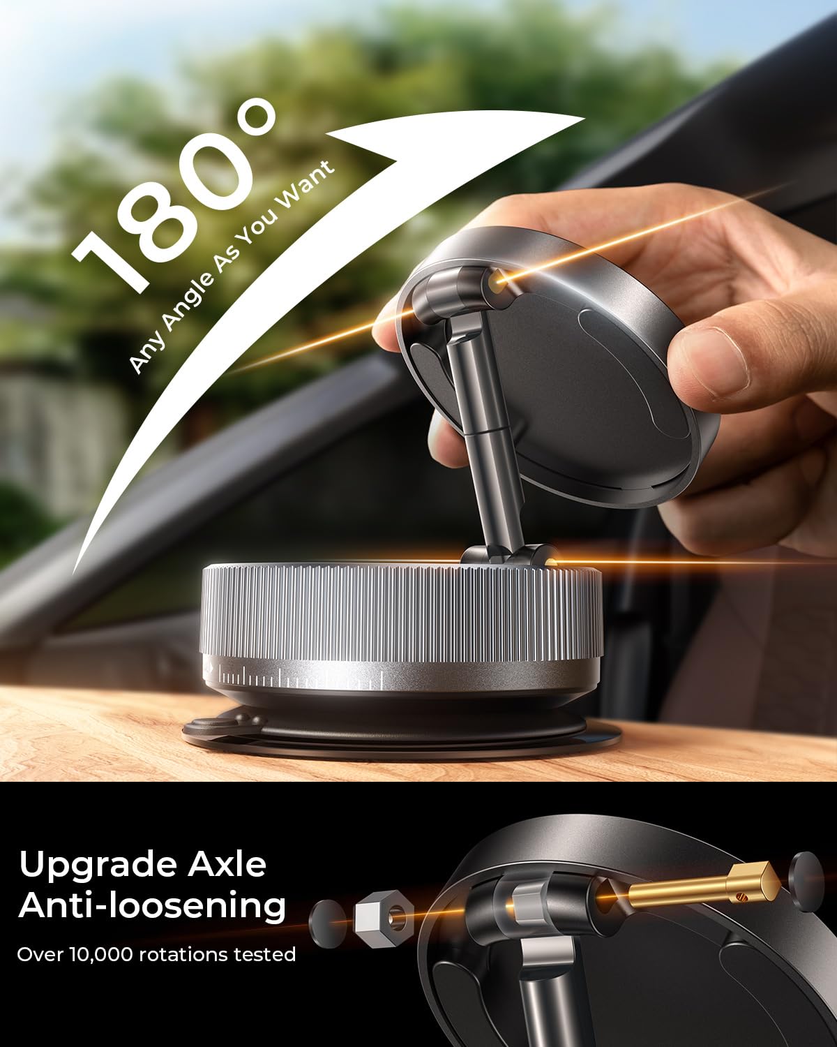 Upgraded Vacuum Magnetic Phone Holder Stand [89+LBS Strongest Suction & 24*N55 Ultra Magnetic] 360° Adjustable Car Phone Mount for MagSafe Suction Cup, Compatible with Car/Gym/Mirror for iPhone 17 16