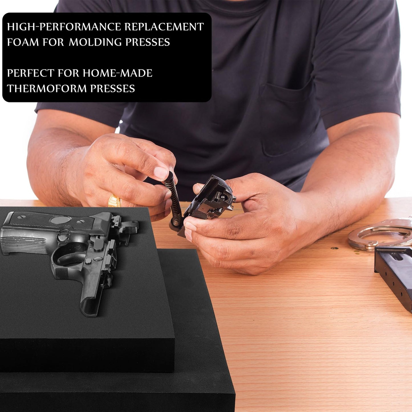RoundFunny 87 Pcs DIY Holster Kit Include Thermoform Molding Foams Sheet Eyelet Hand Setter Cross Recessed Screw Head Open Slotted Fastener Rubber Washer for Making Knife Sheath(Classic,Black)