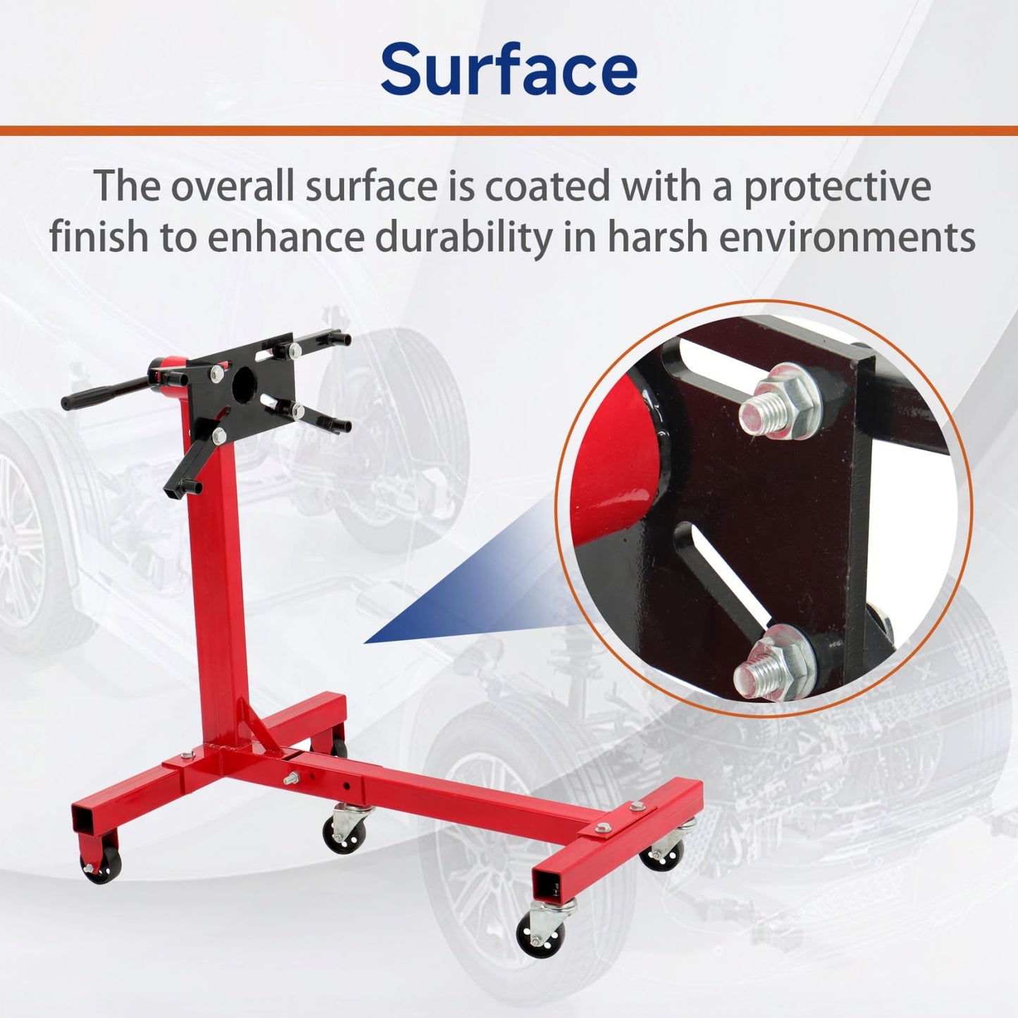 GXYWADY 1500lbs Red Torin Steel Rotating Engine Stand with 360 Degree Adjustable Rotating Head and Folding Frame 3/4 Ton (1,500 lb) Capacity