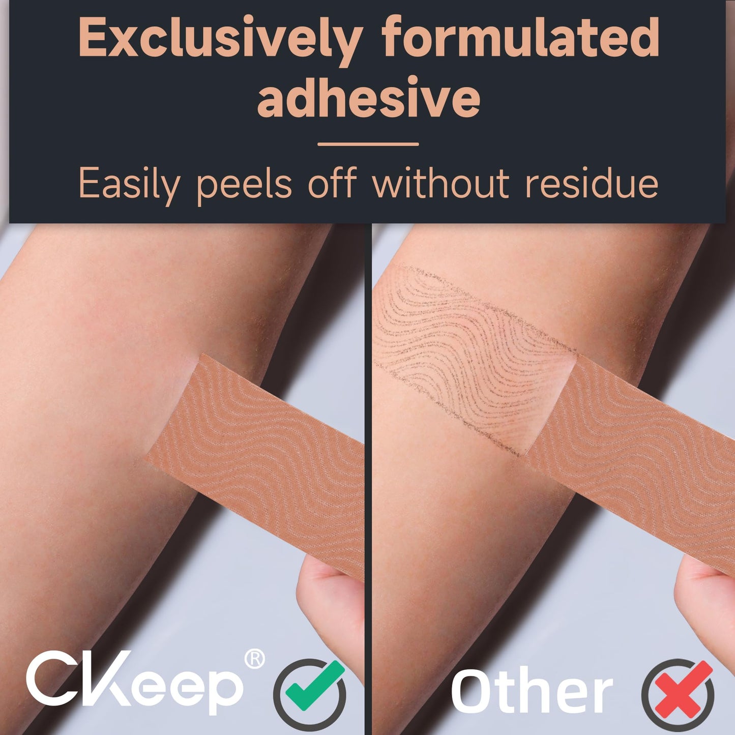 CKeep Kinesiology Tape, Uncut 2 Rolls, Original Cotton Elastic Premium Athletic Tape,Latex Free Hypoallergenic, 2inch x 16ft, Beige