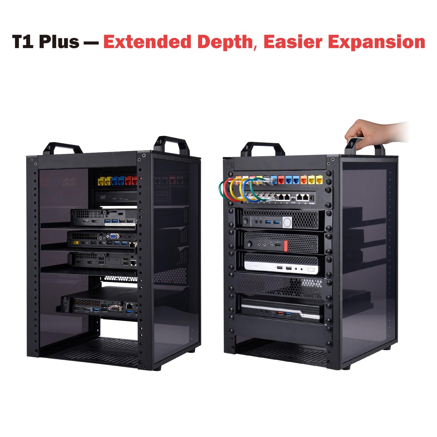 GeeekPi 8U Server Rack Cabinet, DeskPi RackMate T1 Plus,10 inch Network Rack for Servers, Network, A/V Equipment, 10.23inch/260mm Depth (Black)